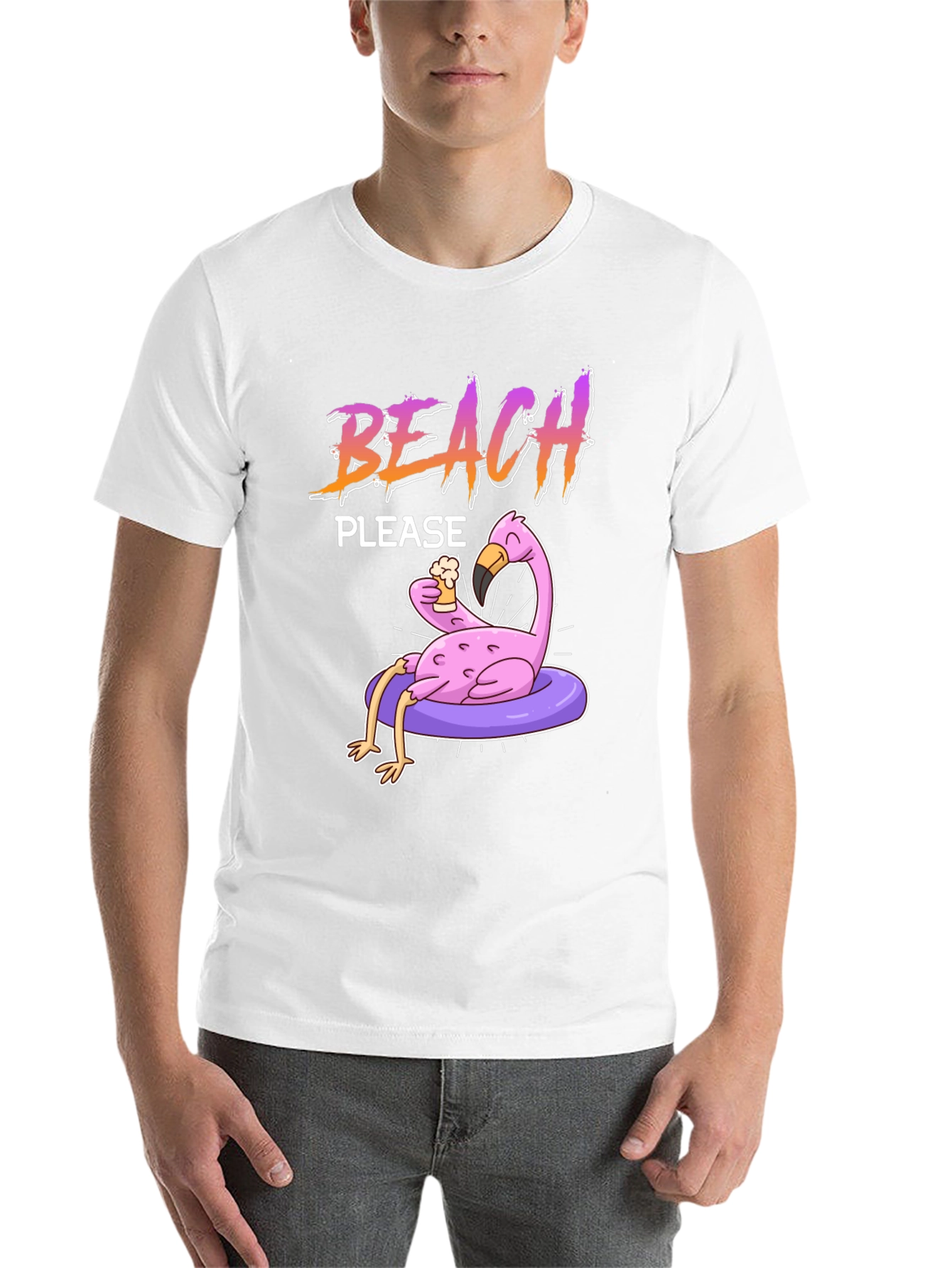 Black Beach Please Flamingo T-Shirt view 14