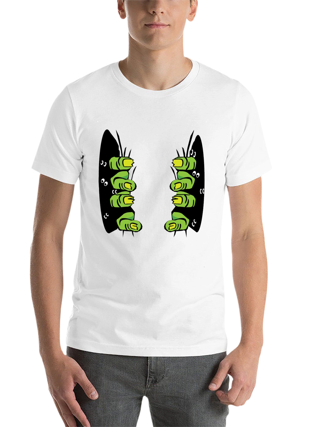 Black Monster Hand Graphic Print Tee - Halloween Black T-Shirt view 14