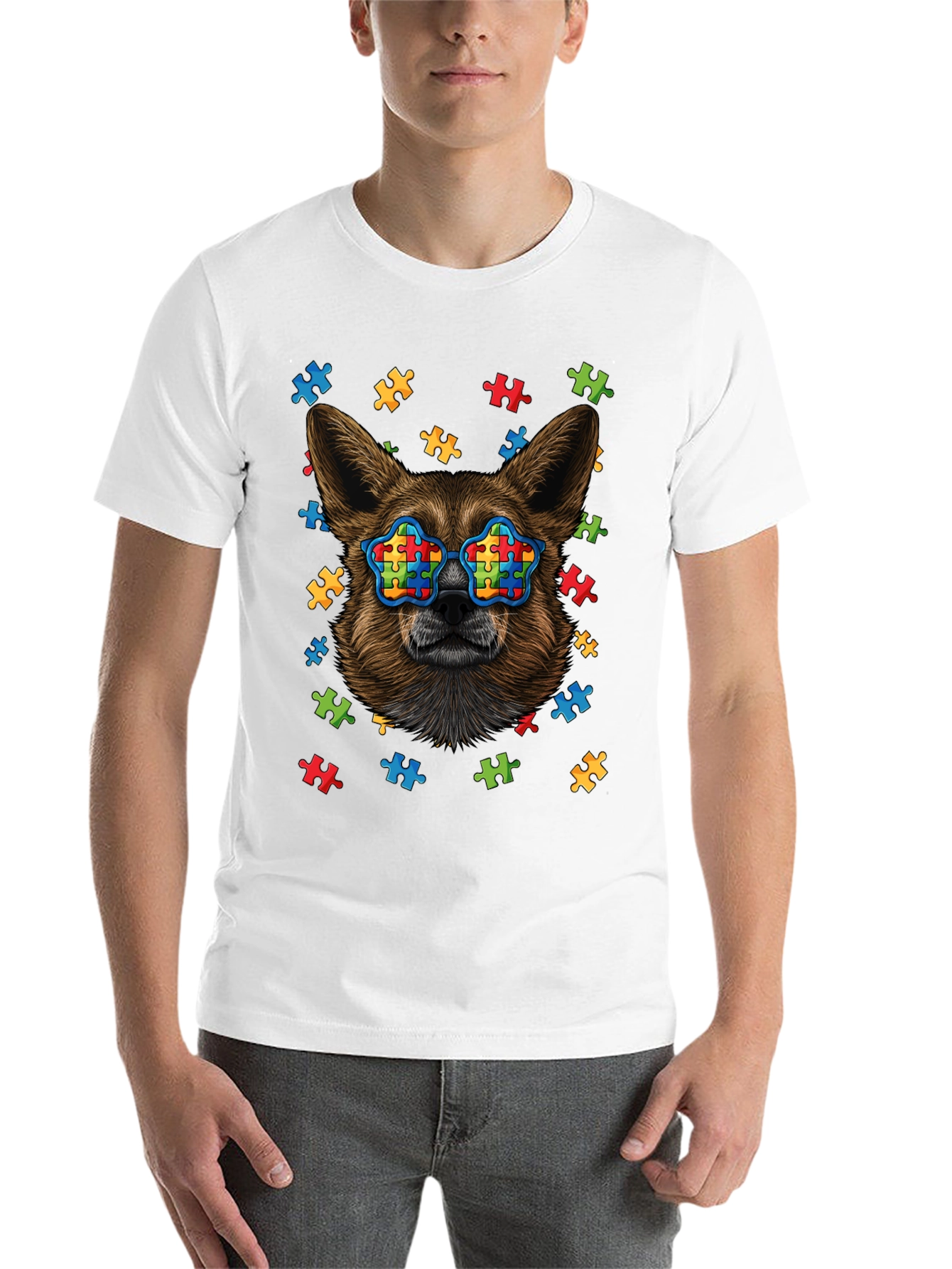 Black Dog Autism Puzzle T-Shirt view 14