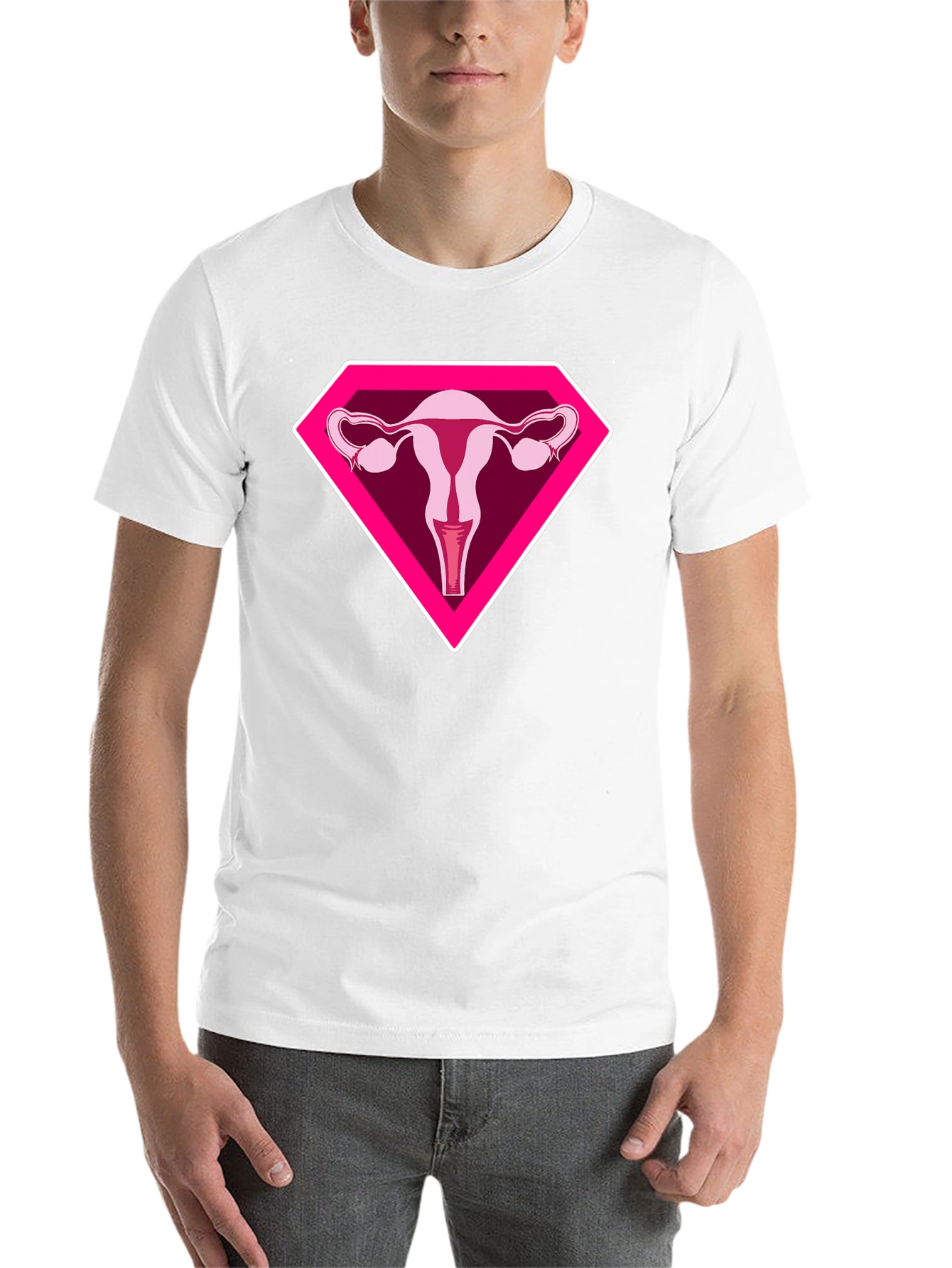 Black Uterus Superhero Graphic Tee - Black Cotton T-Shirt view 14
