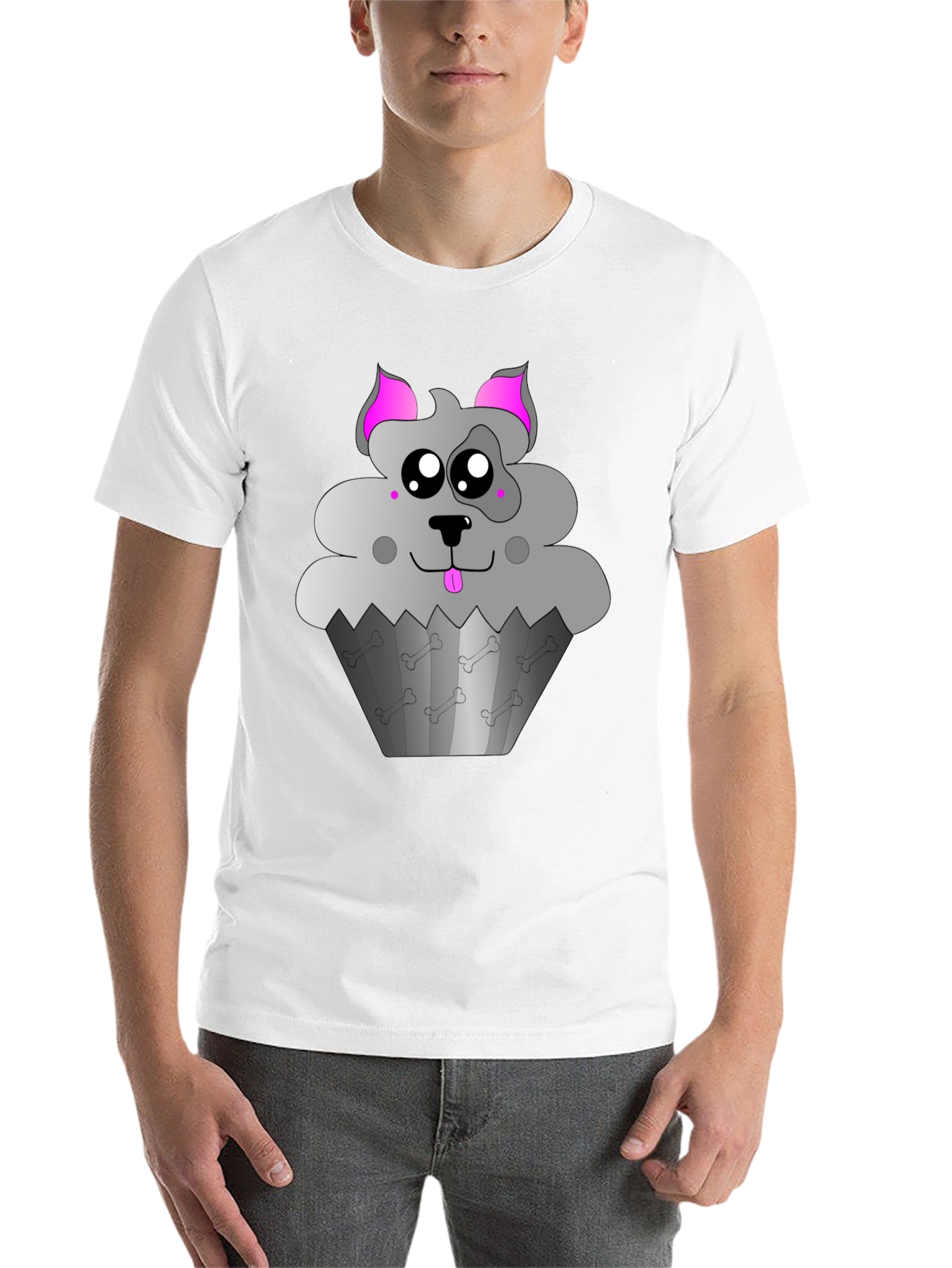 Black Cute Dog Cupcake Graphic Tee - Black view 14