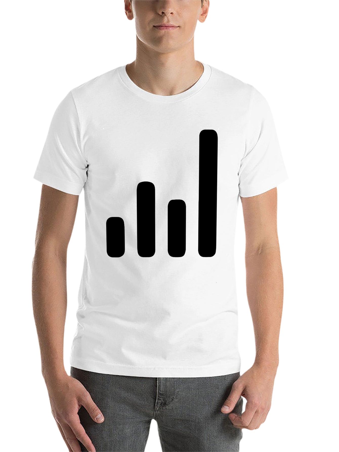 Black Modern Black T-Shirt with Graphic Bars Design view 14