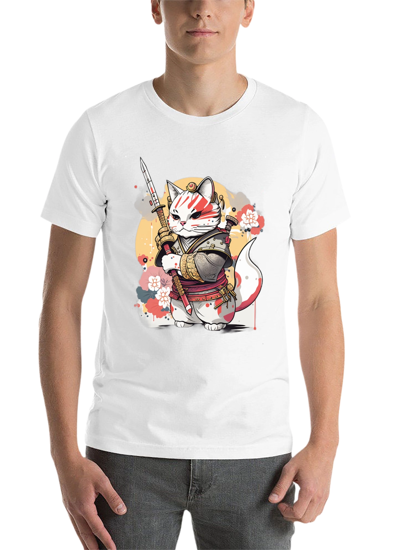 Black Samurai Cat Graphic Tee - Unique Anime Style view 14
