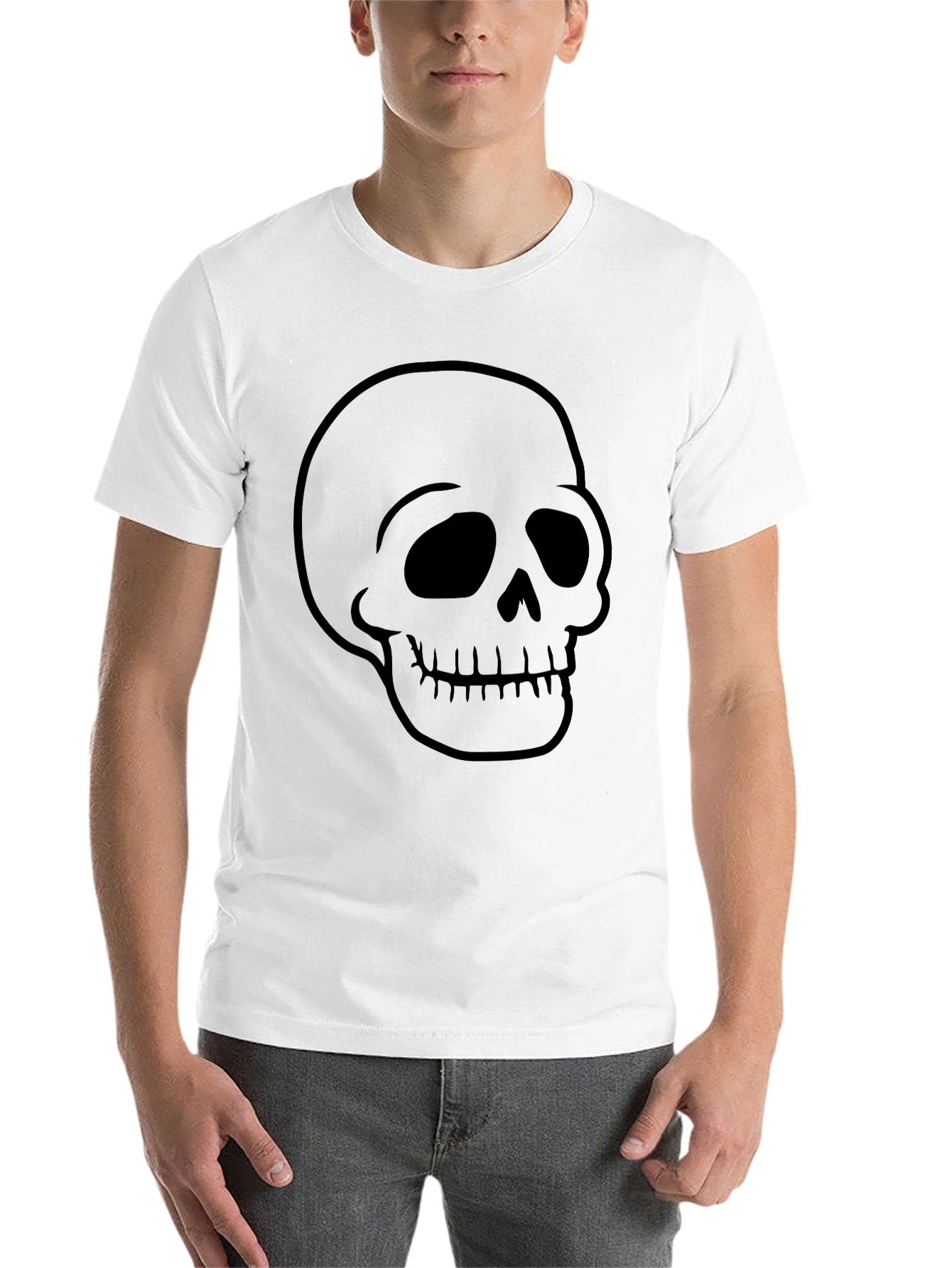 Black Skull Graphic Print Men's Black T-Shirt view 14