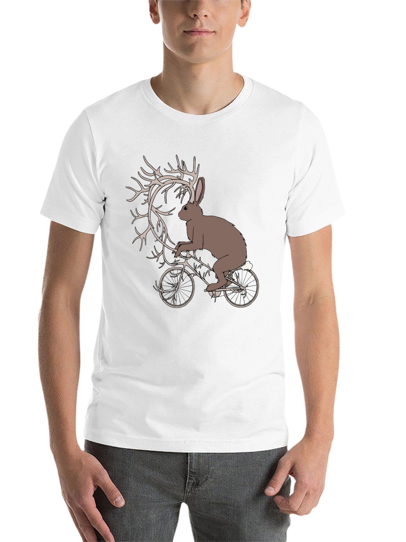 Black Hare on Bike Graphic Tee - Unique Design view 14