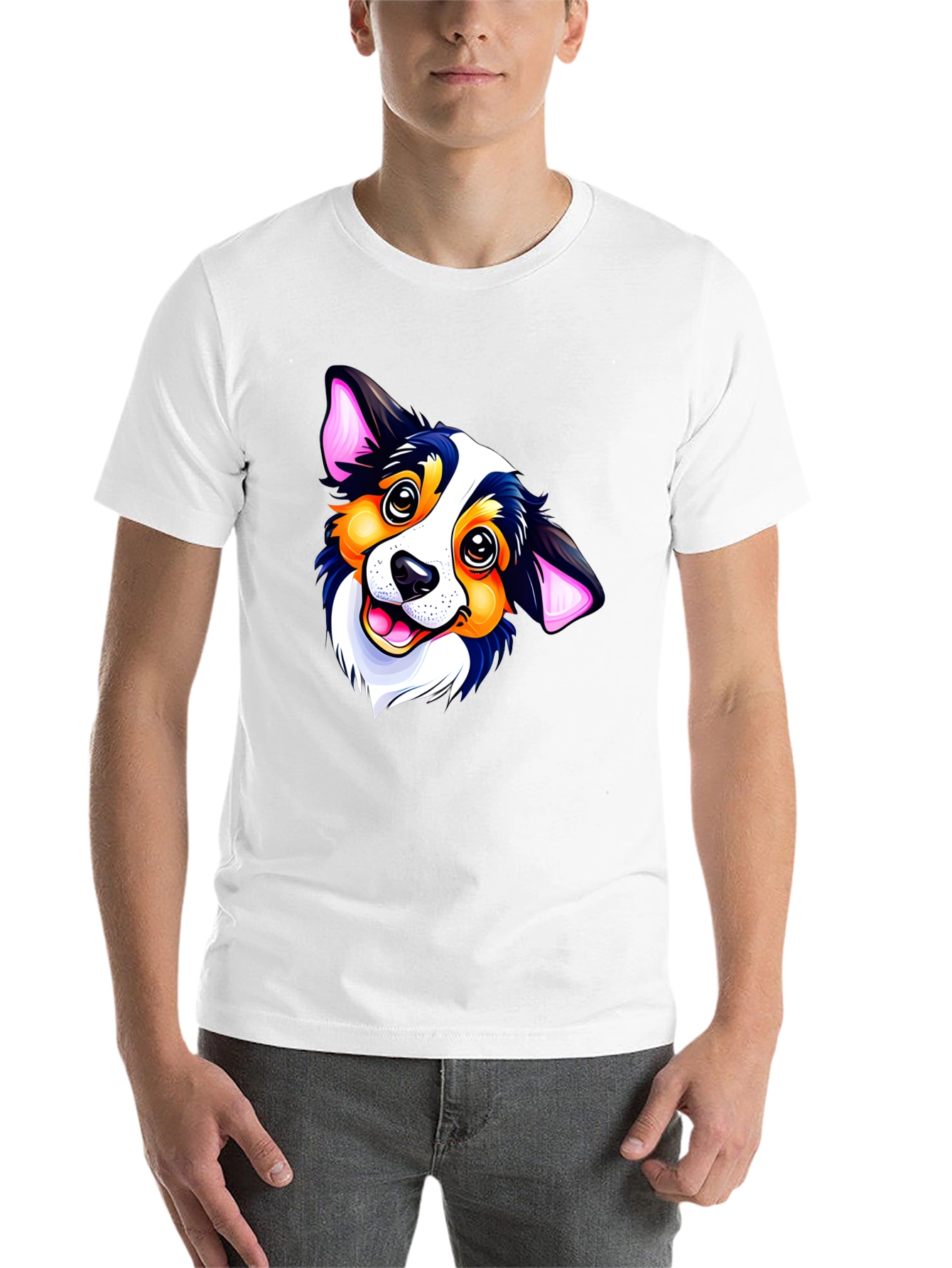 Black Cartoon Dog Graphic Black T-Shirt view 14