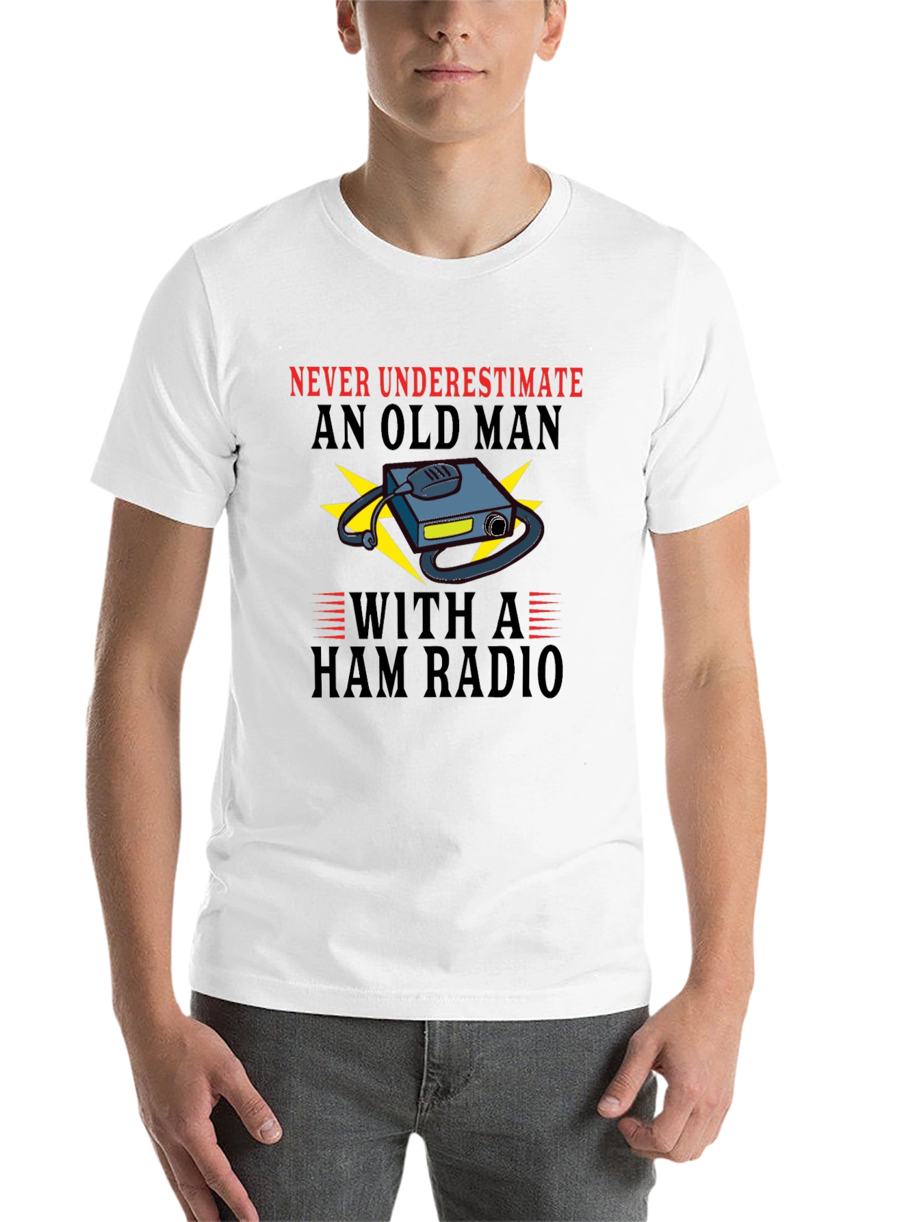 Black Ham Radio Old Man T-Shirt view 14