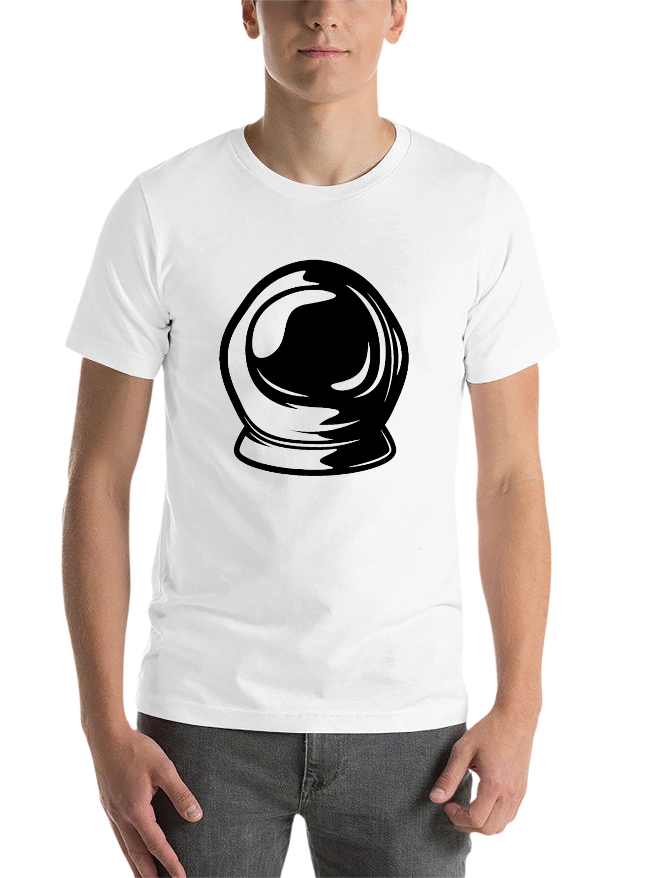 Black Astronaut Helmet Graphic Print Black T-Shirt view 14