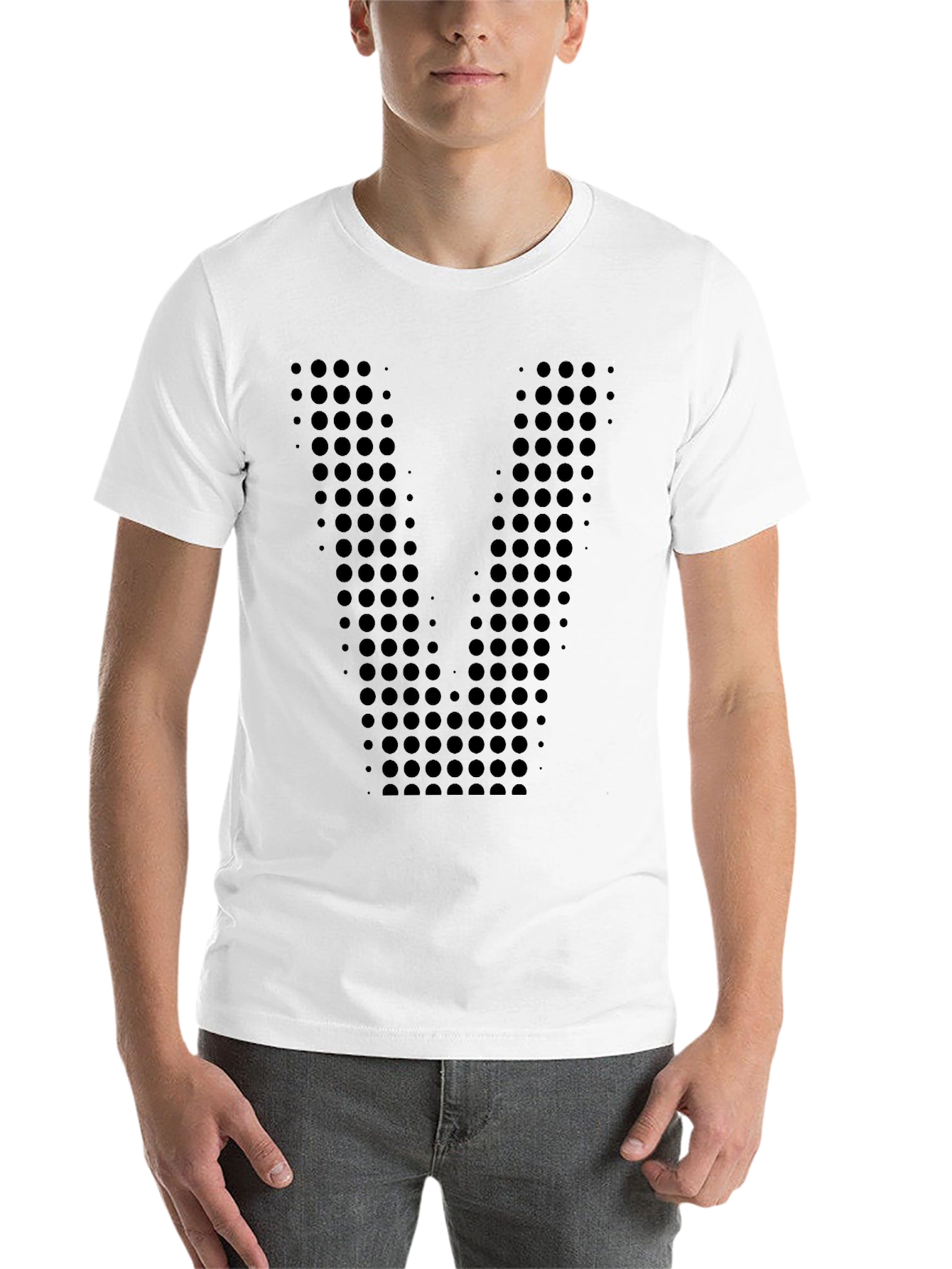 Black Geometric Dot Pattern Black T-Shirt view 14