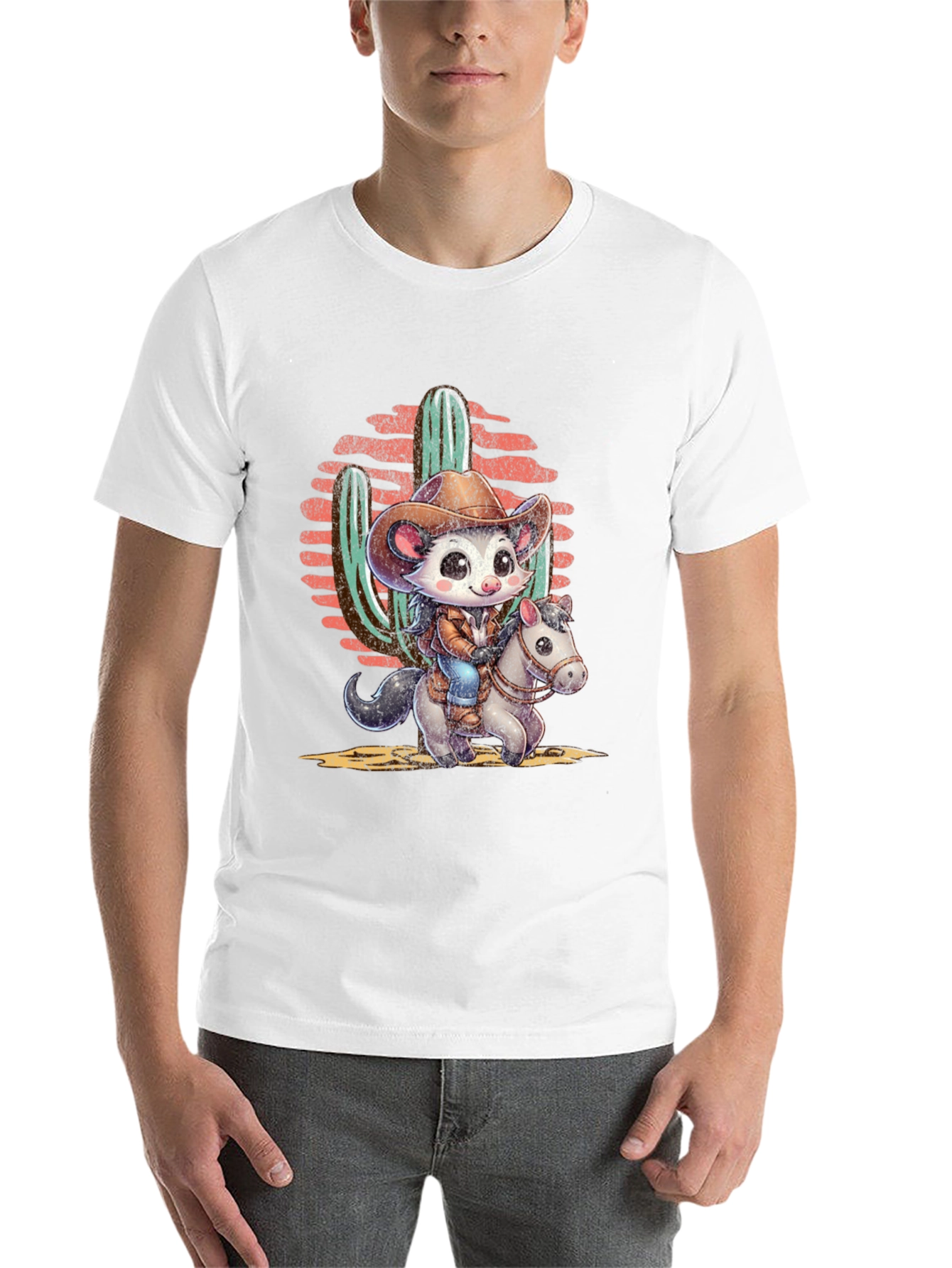 Black Cute Cowboy Possum T-Shirt view 14