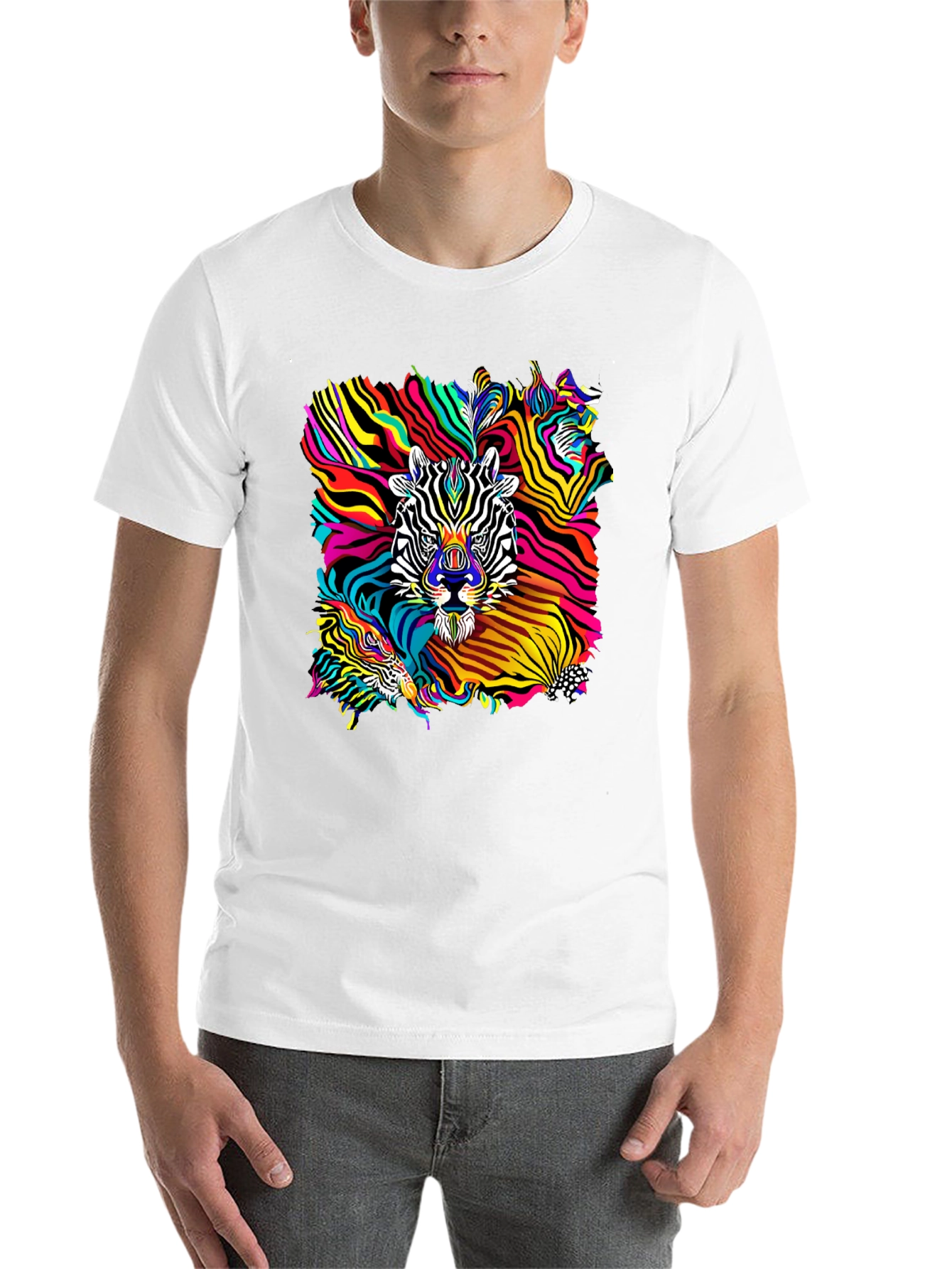 Black Psychedelic Zebra Graphic T-Shirt - Black view 14