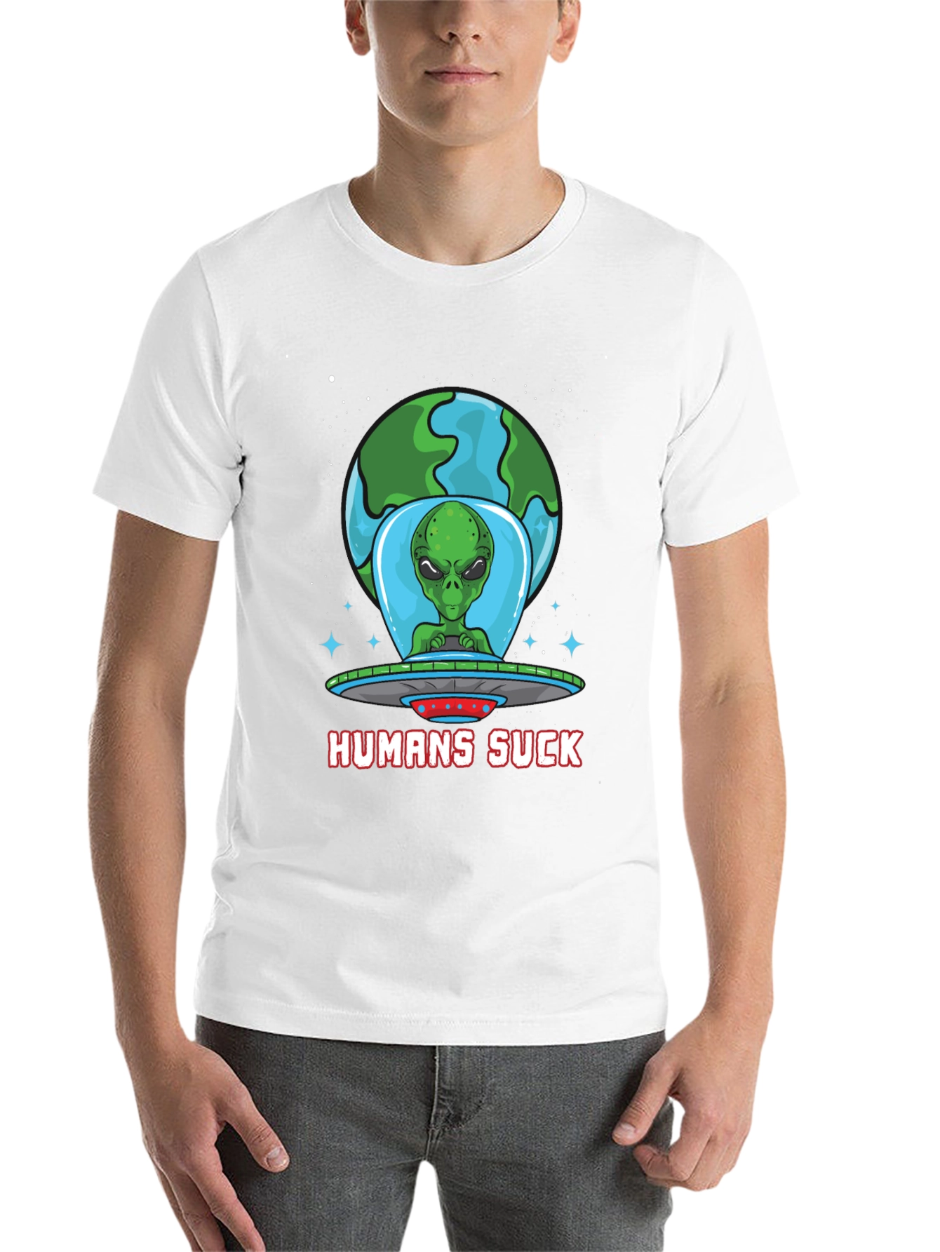 Black Humans Suck Alien T-Shirt - Black view 14
