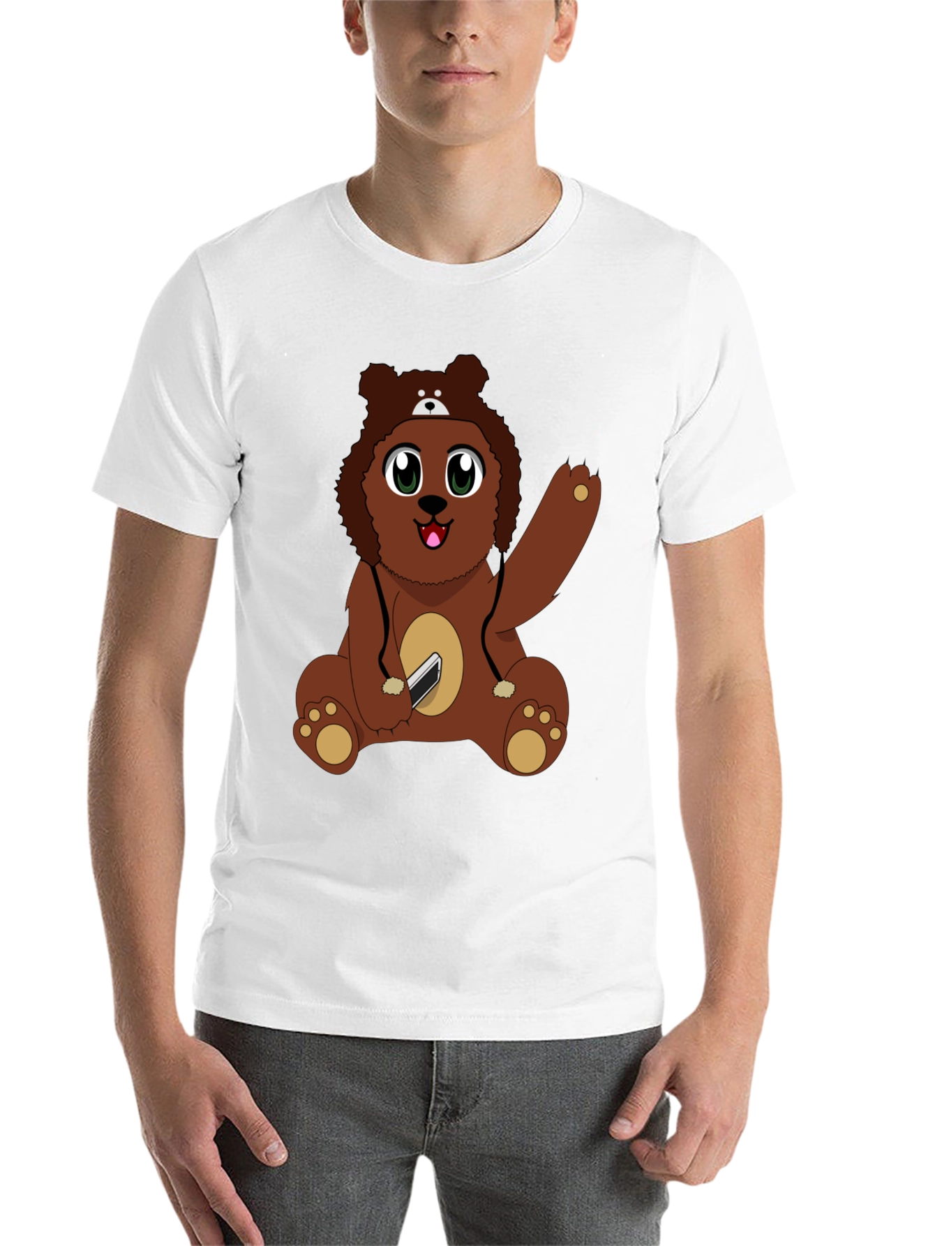Black Cute Cartoon Bear Graphic T-Shirt view 14