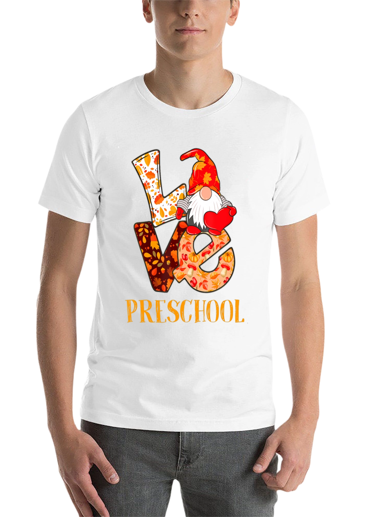 Black Love Preschool Fall Gnome Teacher T-Shirt view 14