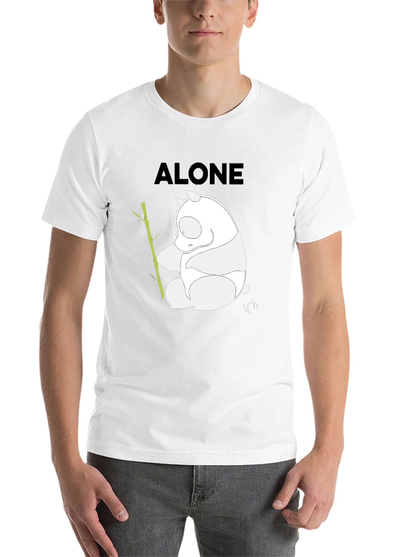 Black Alone Panda Graphic T-Shirt - Black Casual Tee view 14