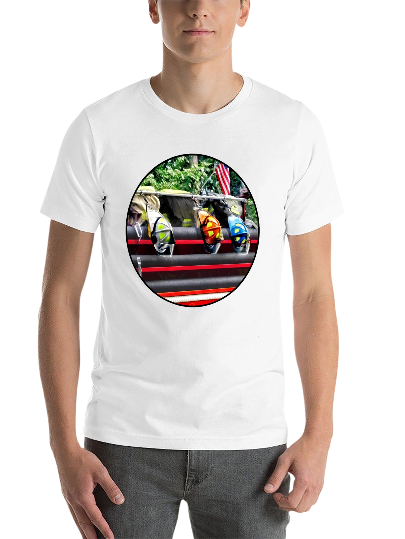 Black Firefighter Helmets Graphic T-Shirt view 14