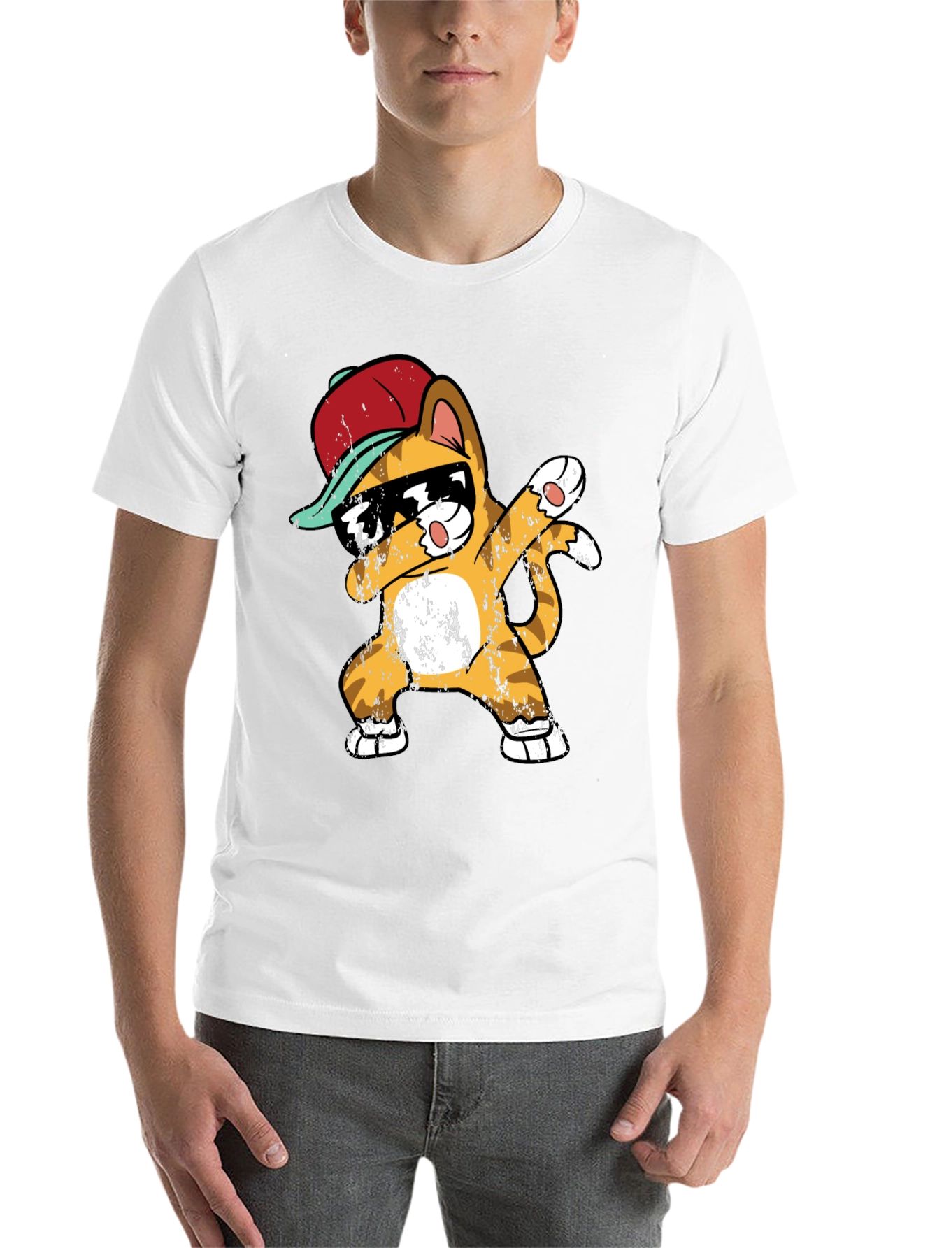 Black Cool Cat Dabbing T-Shirt view 14