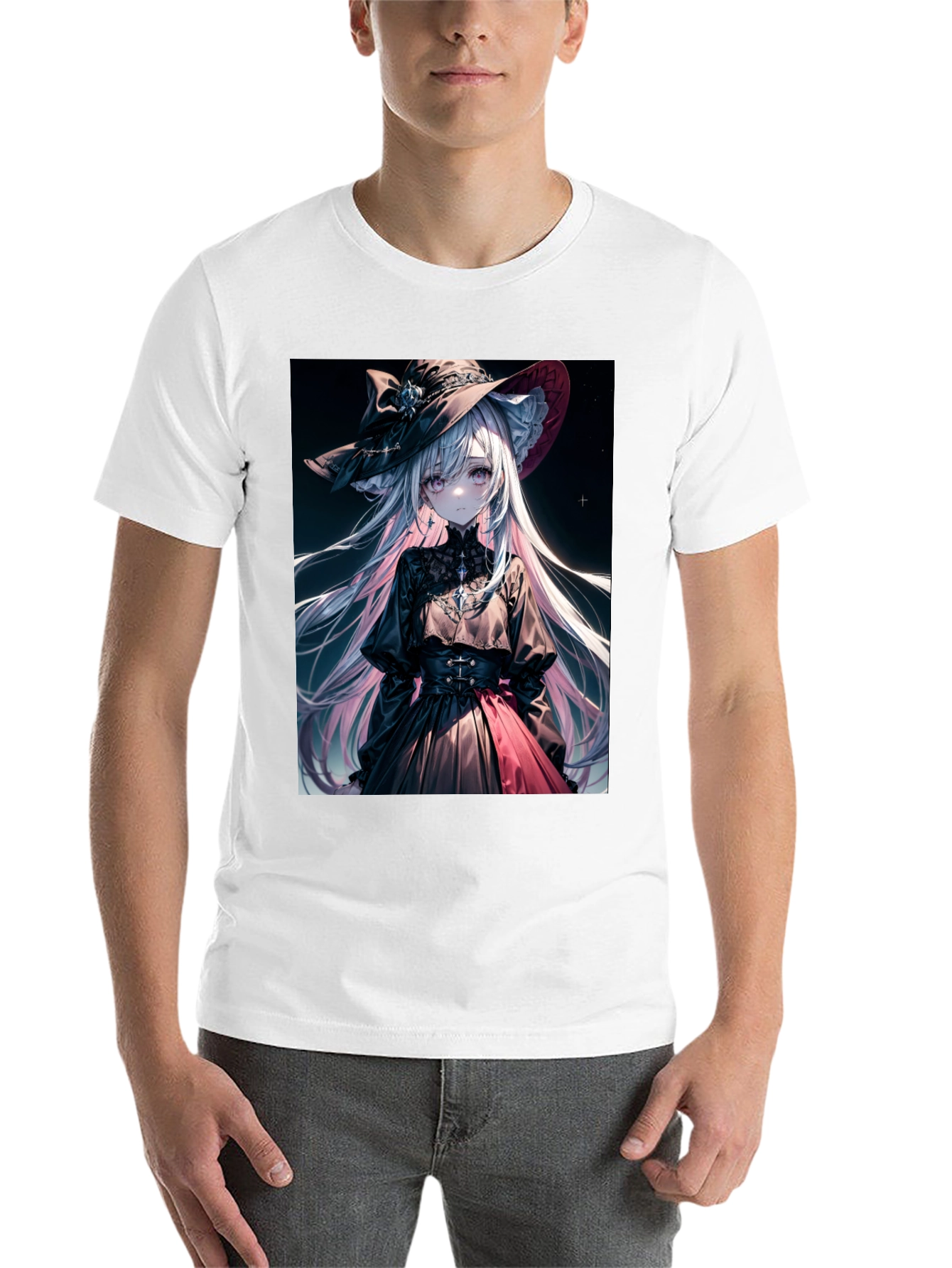 Black Anime Girl Graphic Tee - Stylish Black Cotton T-Shirt view 14