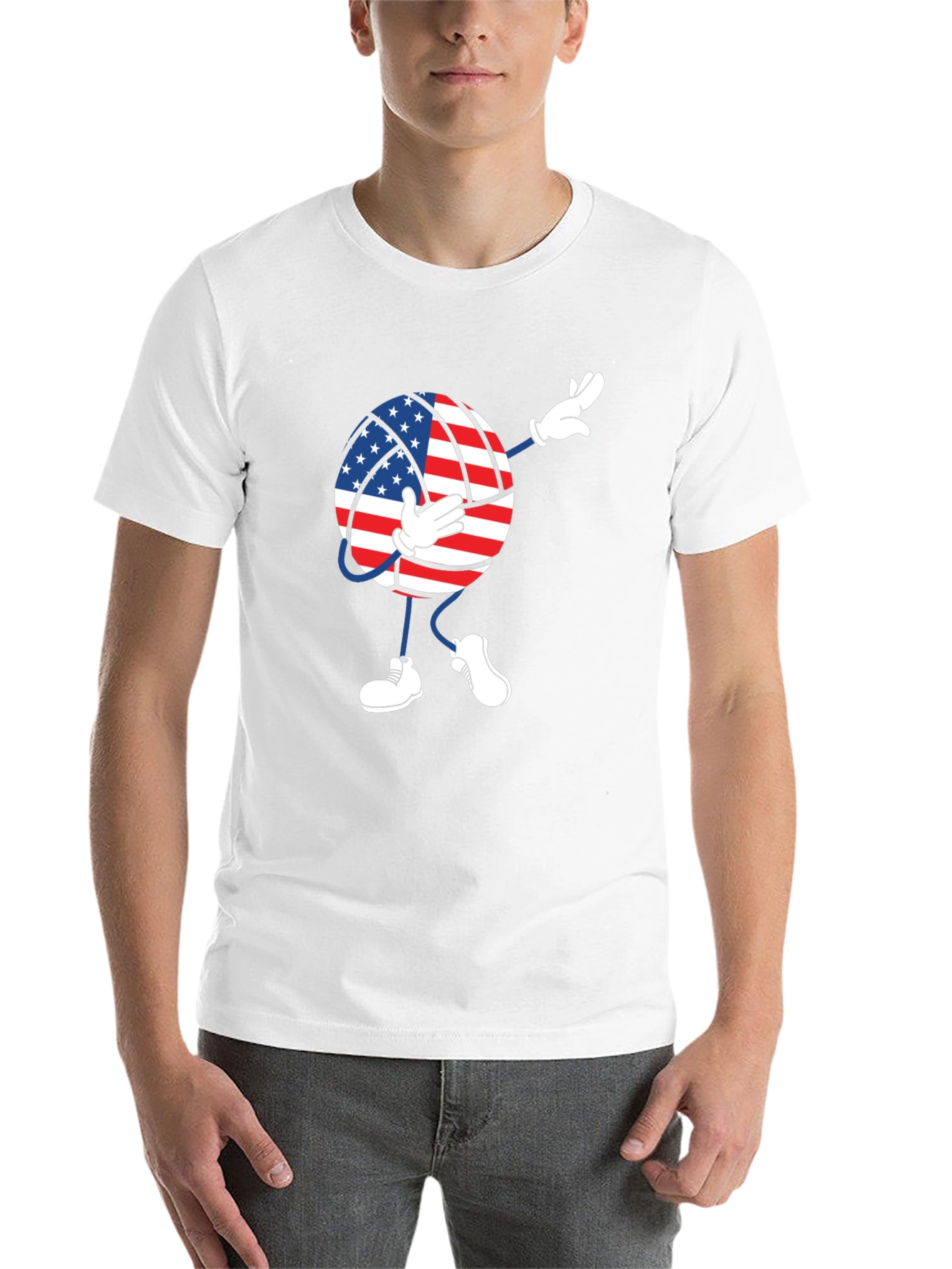 Black USA Flag Volleyball Dab T-Shirt view 14
