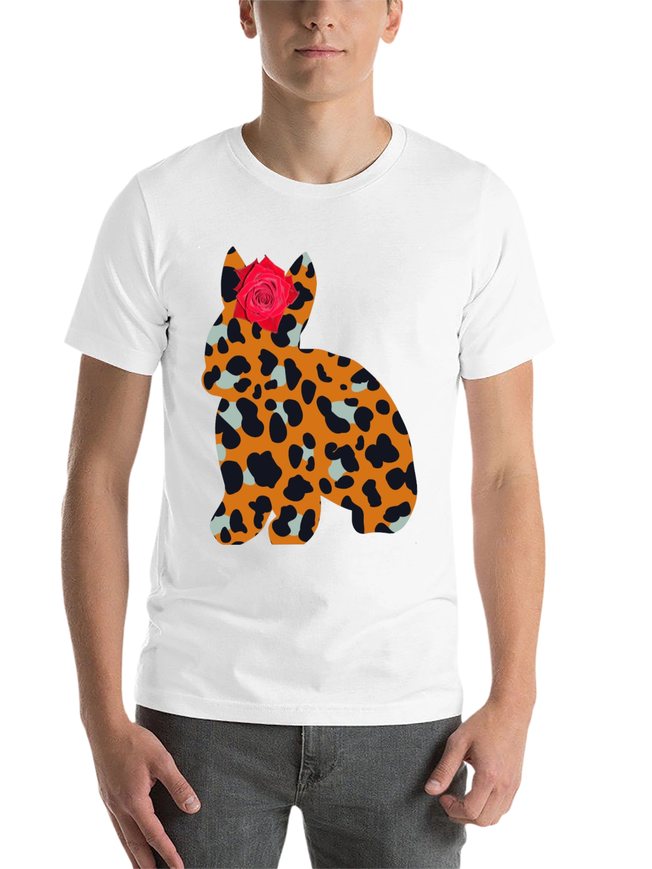Black Leopard Print Cat with Rose Tee view 14