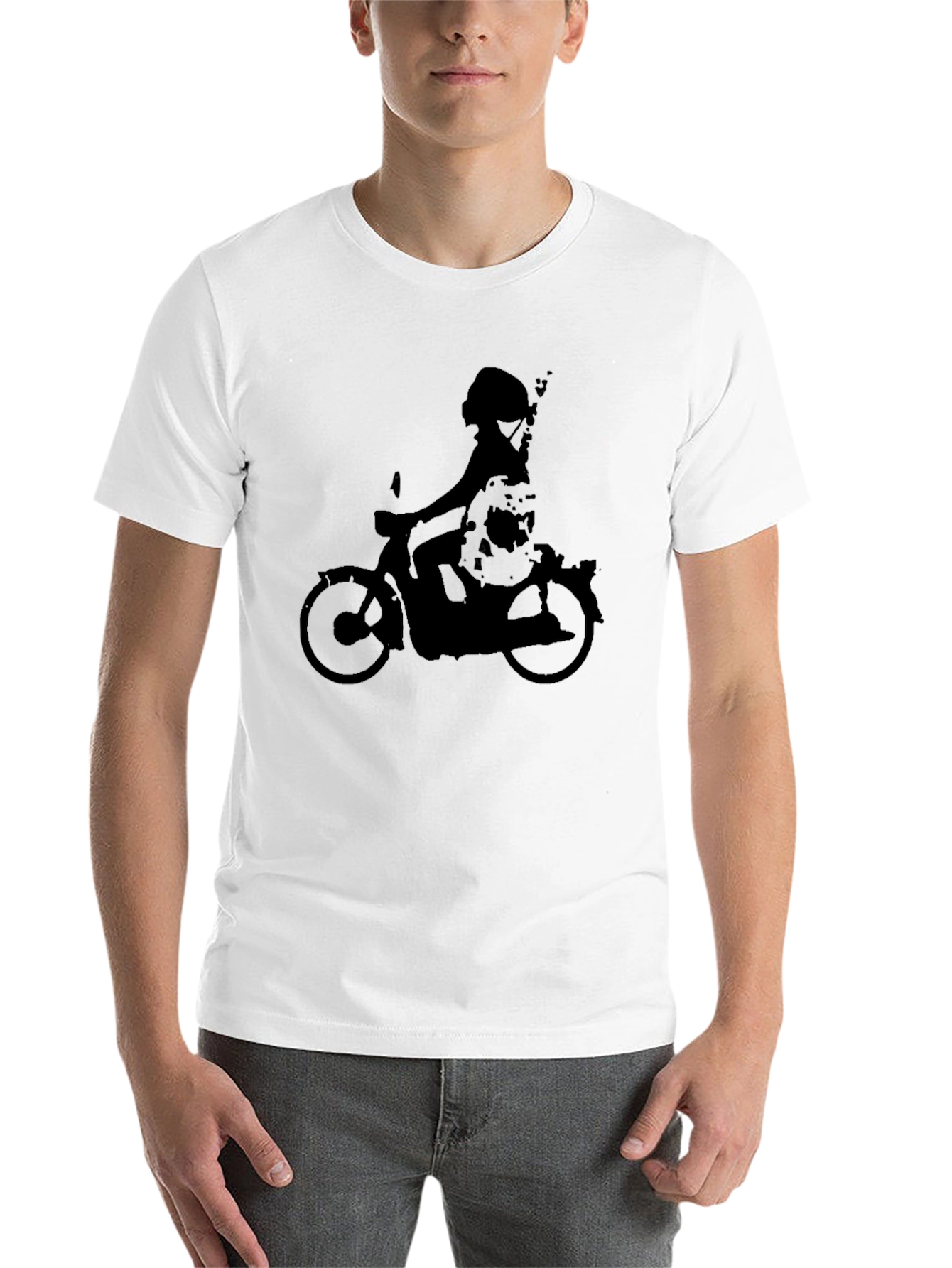 Black Cool Black T-Shirt with Scooter Silhouette view 14