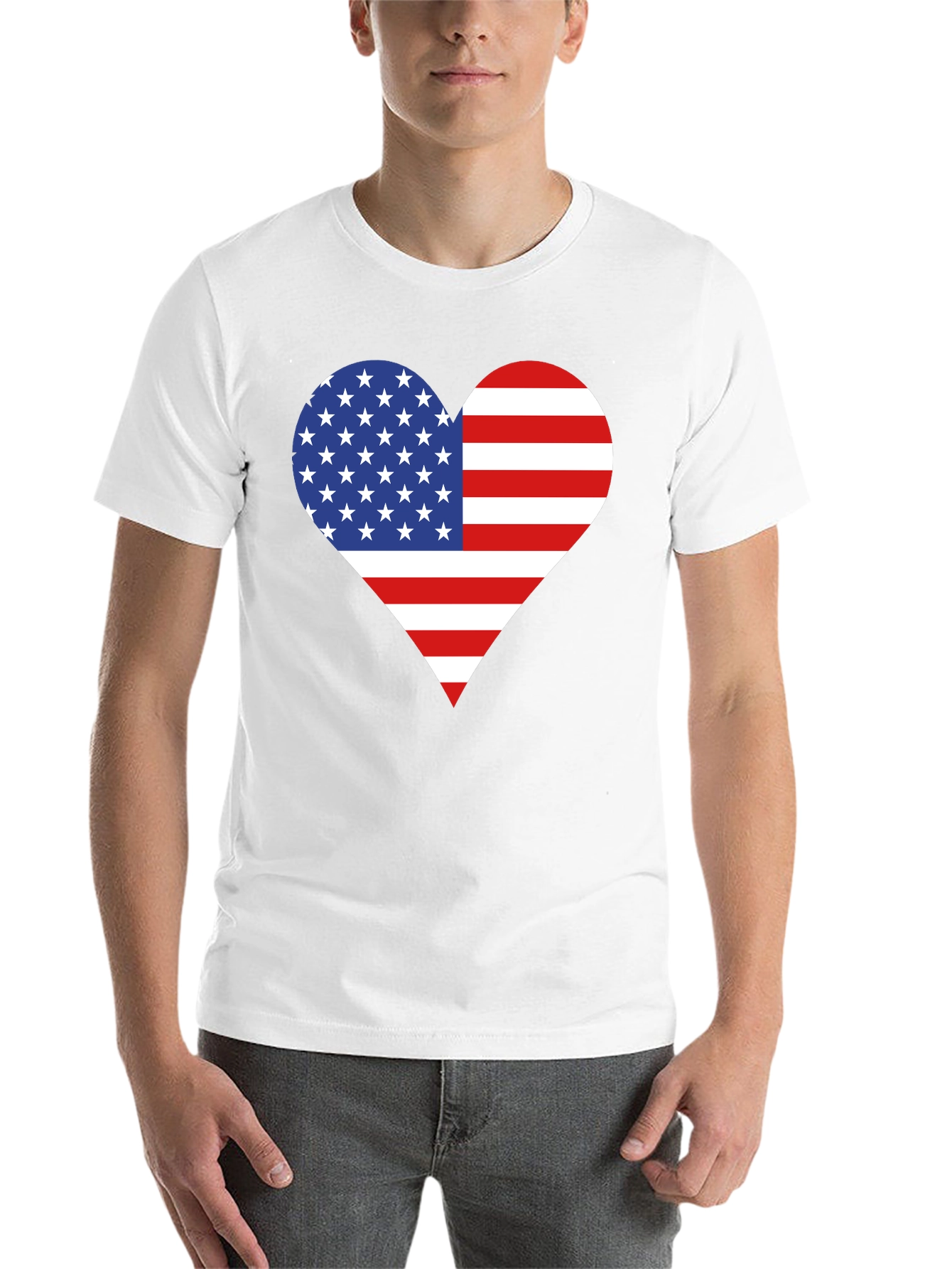 Black American Flag Heart T-Shirt - Patriotic USA Love Tee view 14