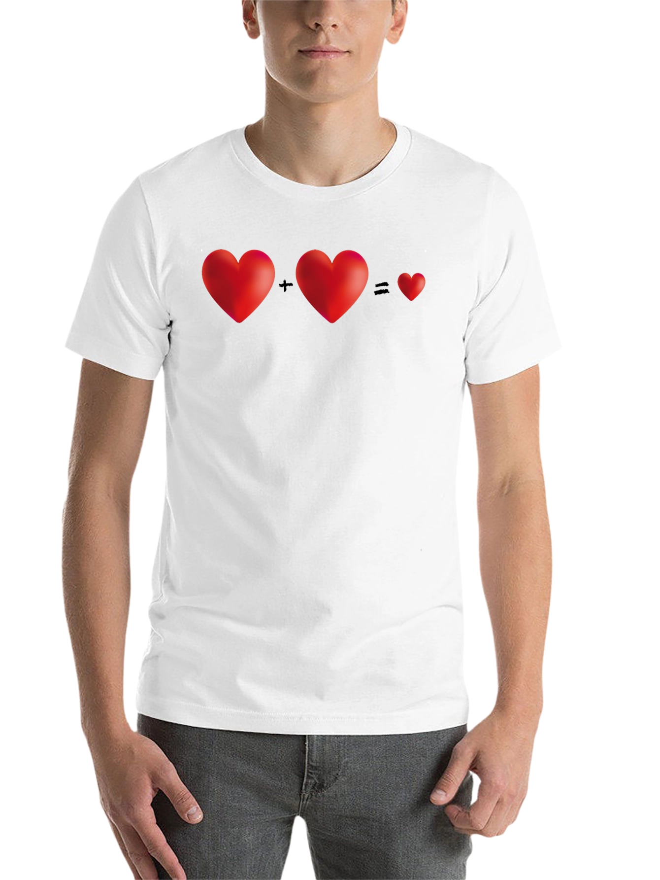 Black Two Hearts Equal One T-Shirt - Black view 14