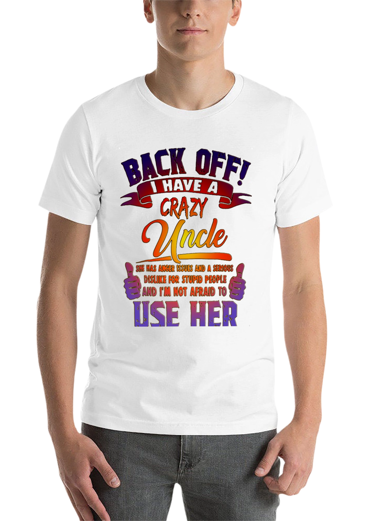 Black Crazy Uncle Graphic T-Shirt - Novelty Tee view 14