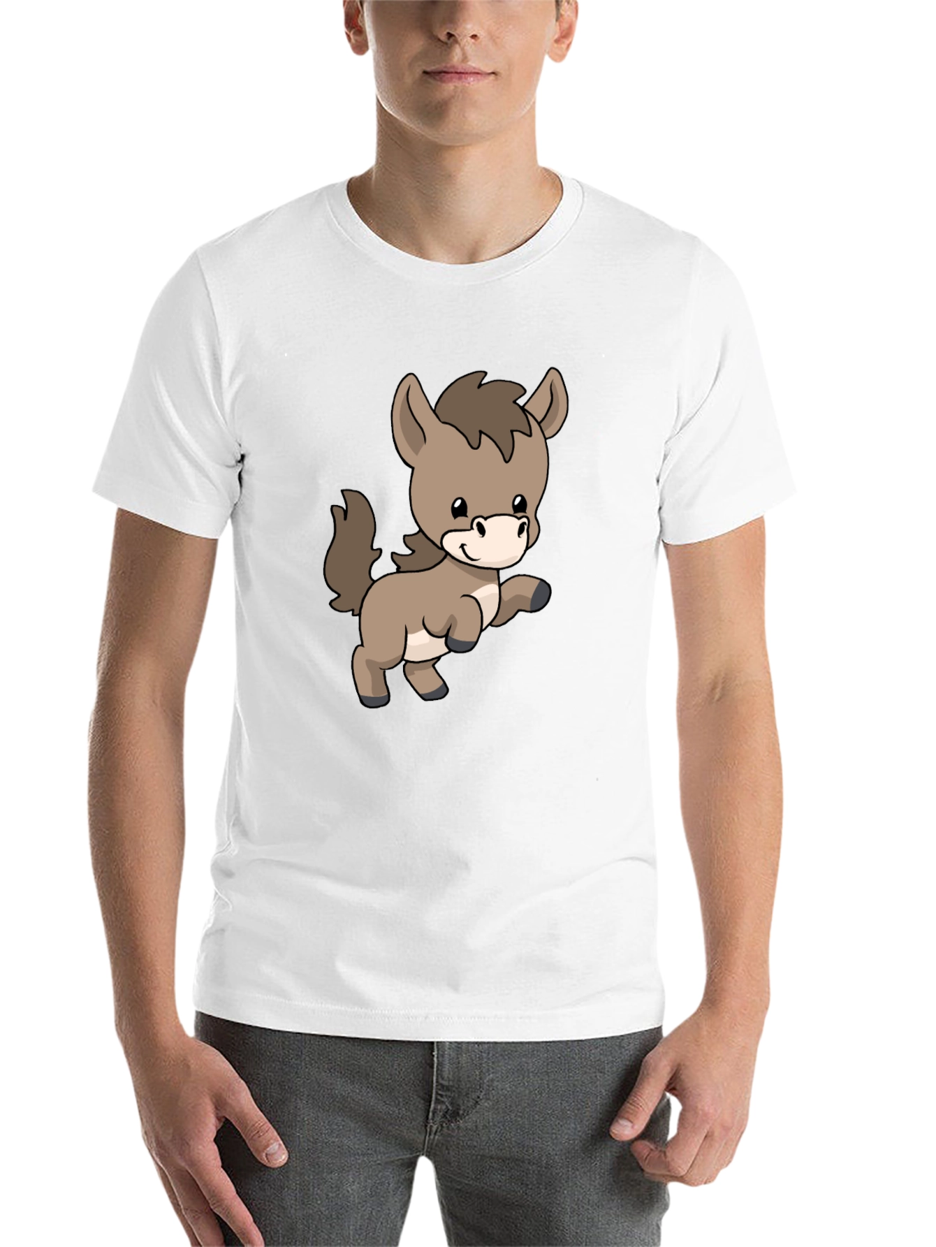Black Cute Donkey Cartoon Black T-Shirt view 14