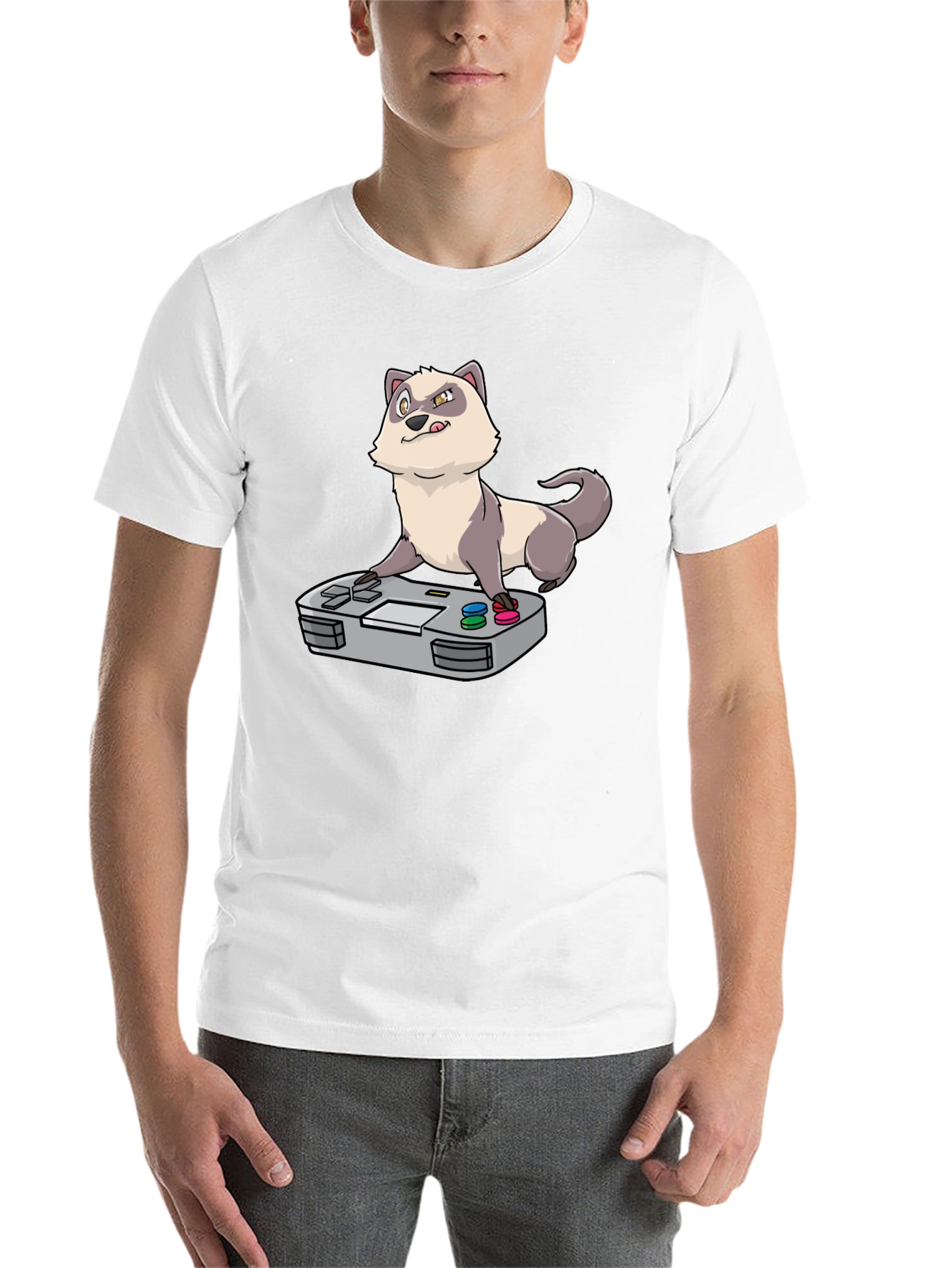 Black Funny Ferret Gamer Black T-Shirt view 14