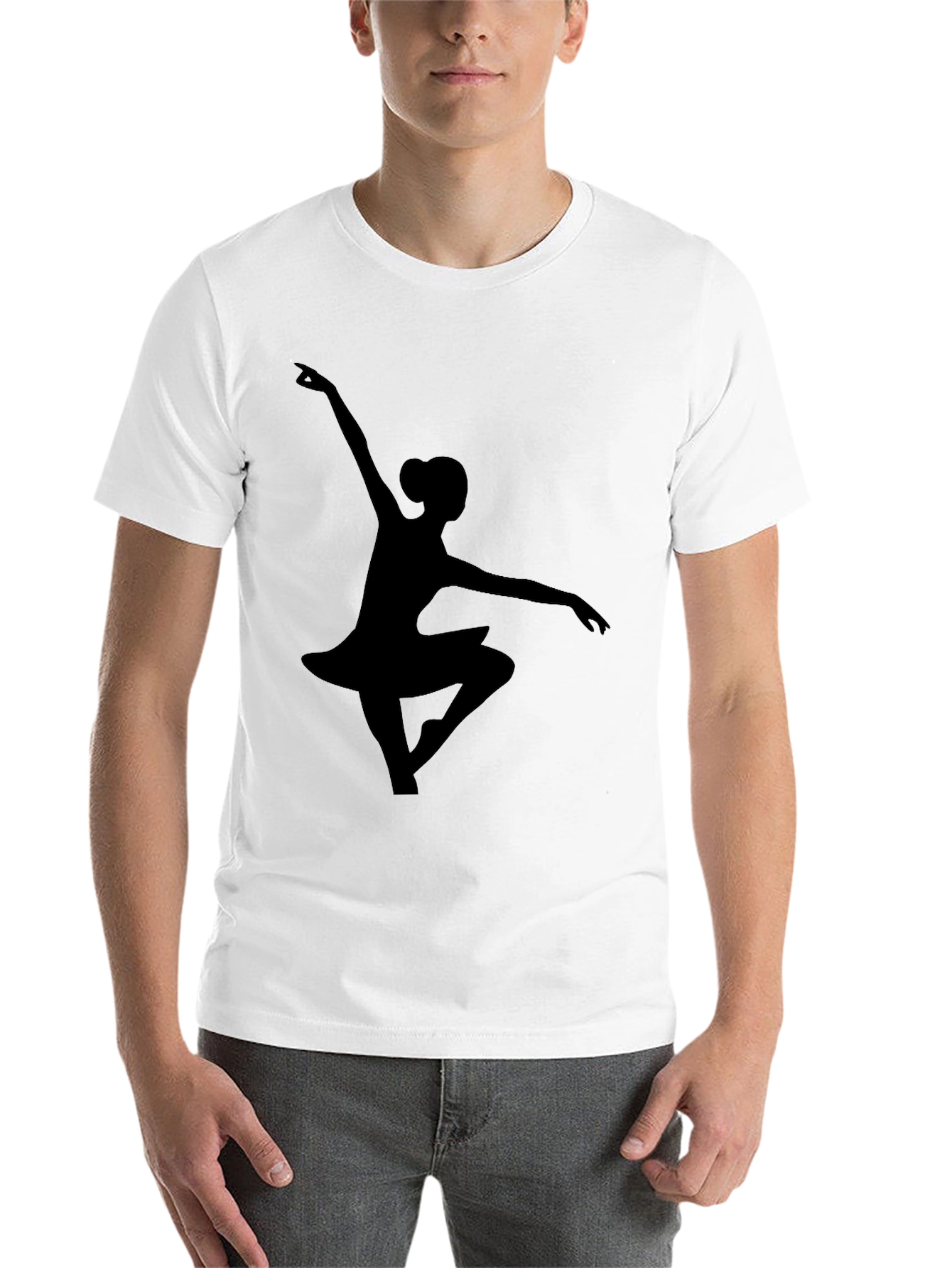 Black Ballerina Silhouette Black T-Shirt view 14