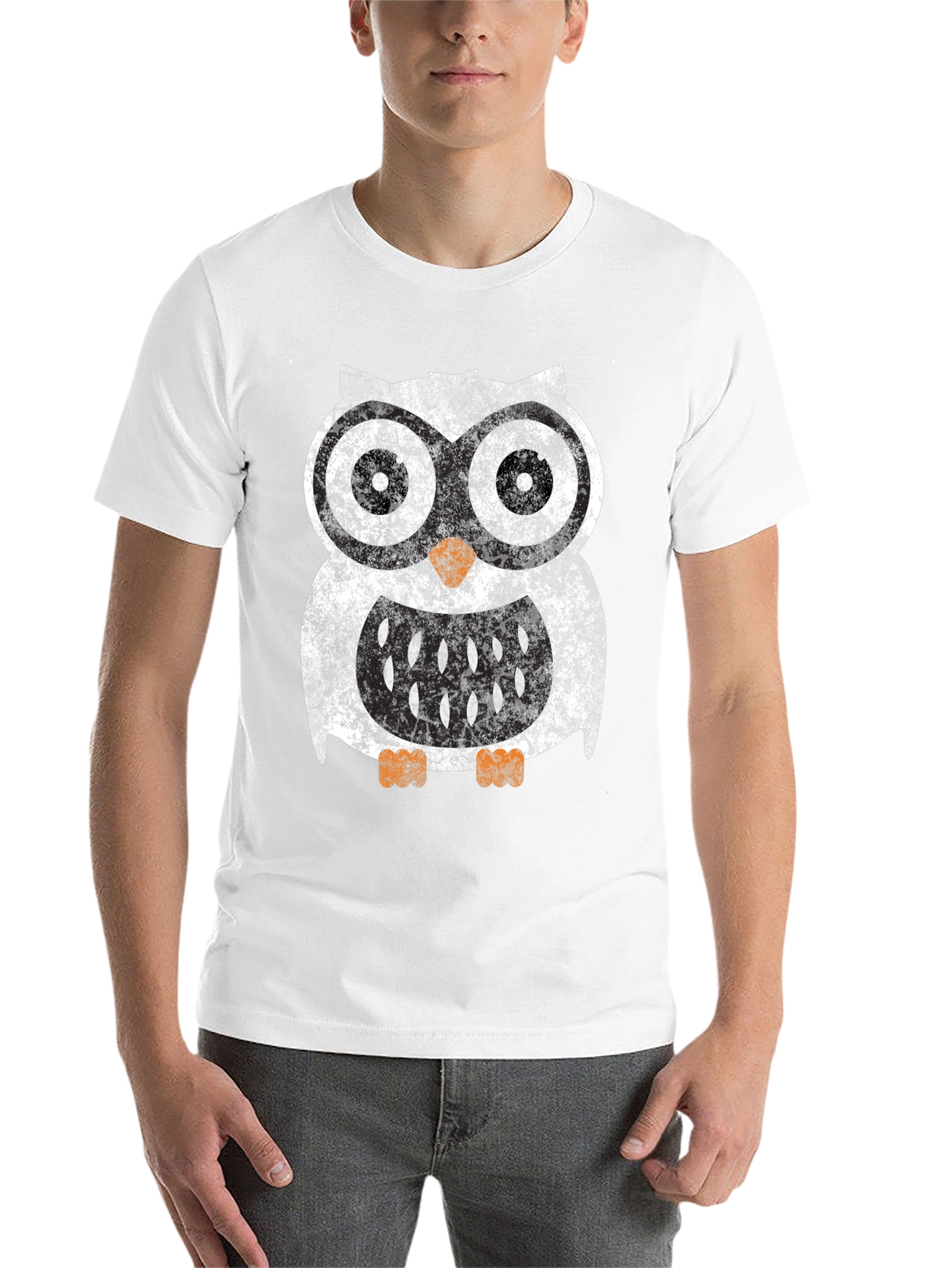 Black Cool Owl Graphic Tee - Black Cotton Blend Shirt view 14
