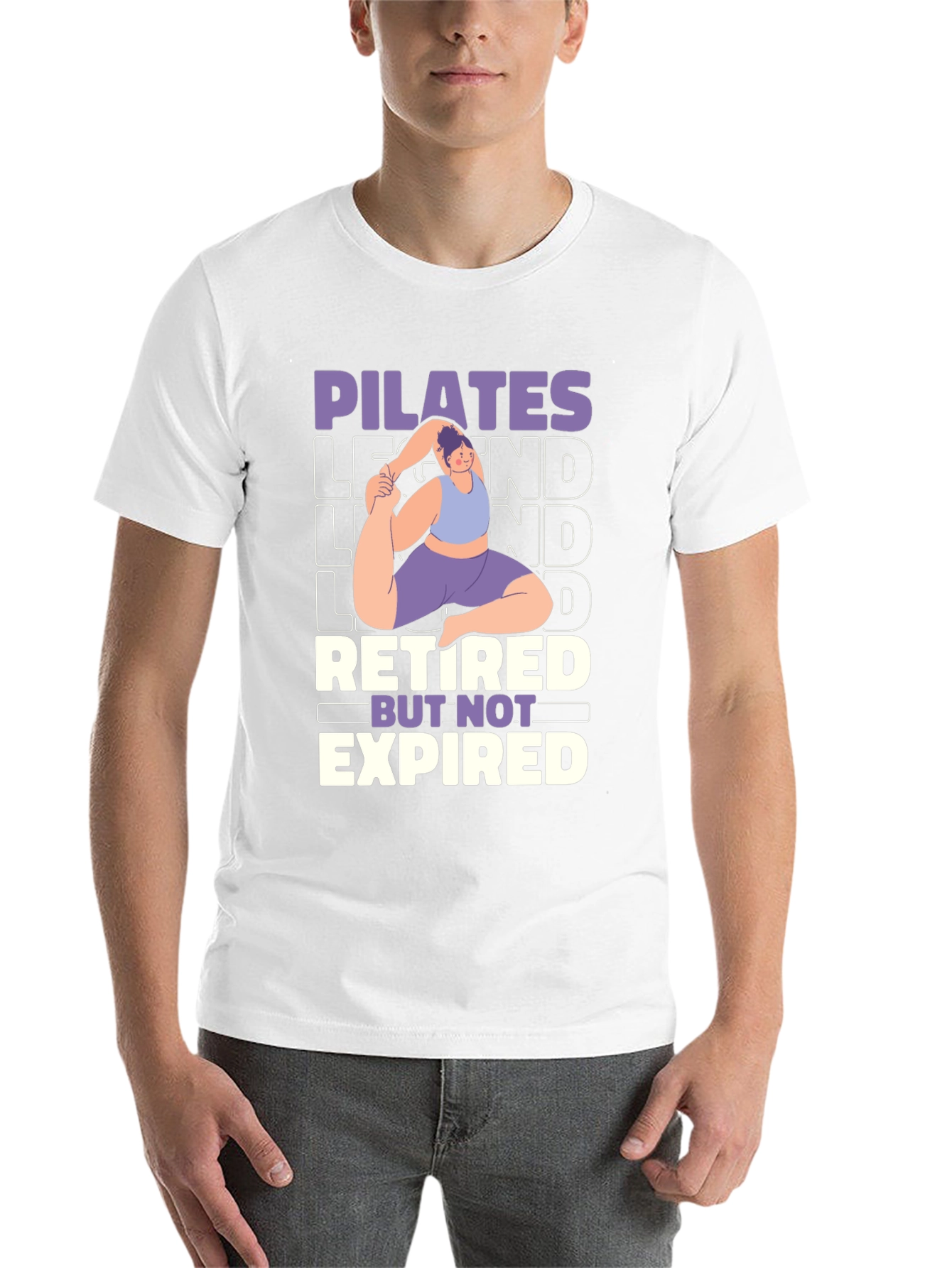 Black Pilates Legend Retired But Not Expired Graphic T-Shirt view 14
