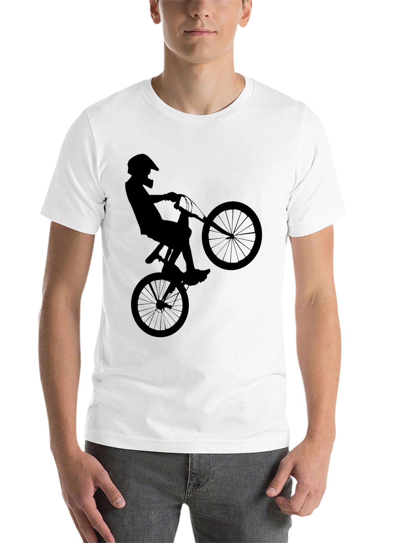 BMX Rider Silhouette Graphic Tee - Black - 14