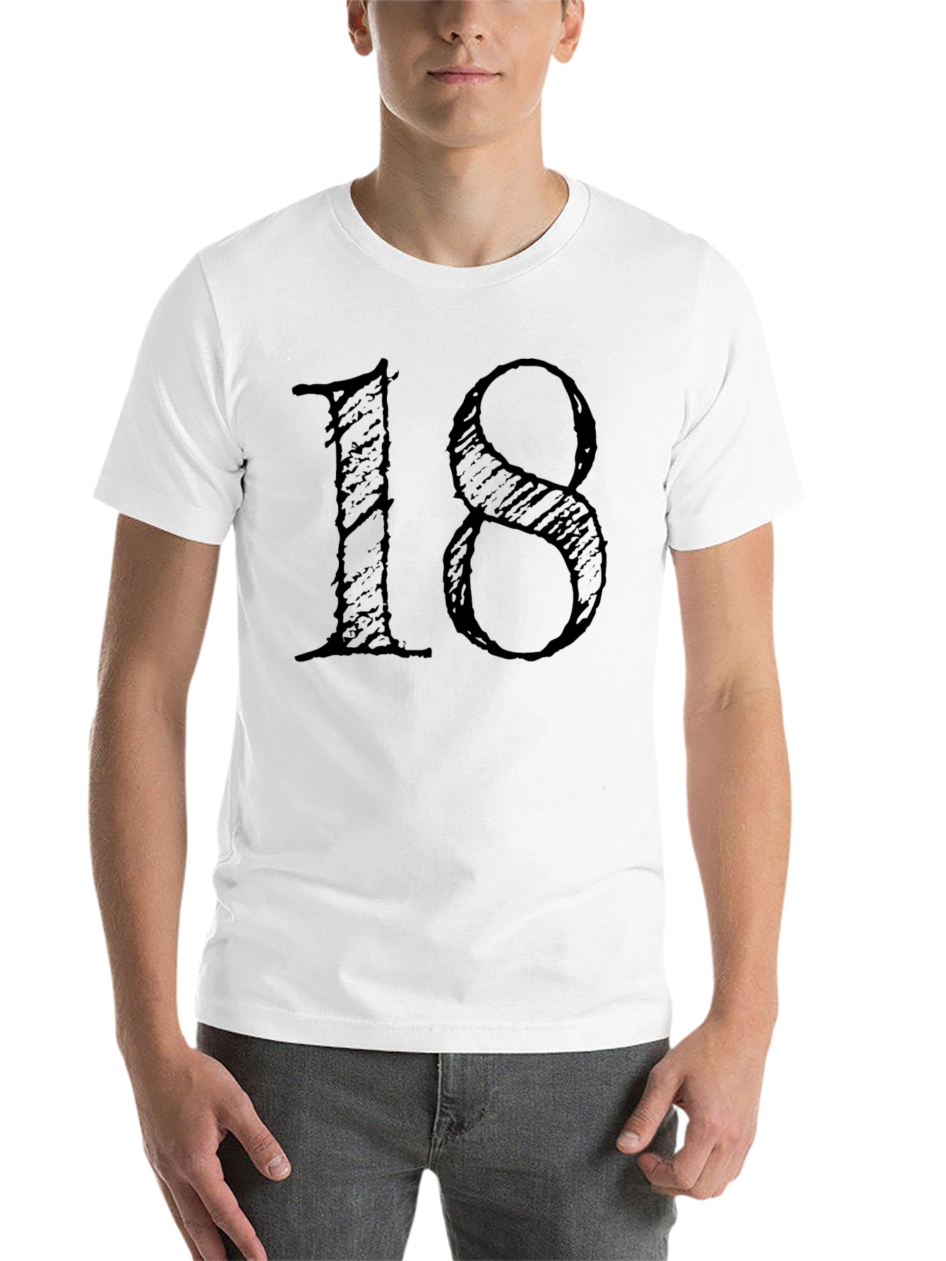 Black Grunge Style "18" Black Graphic T-Shirt view 14