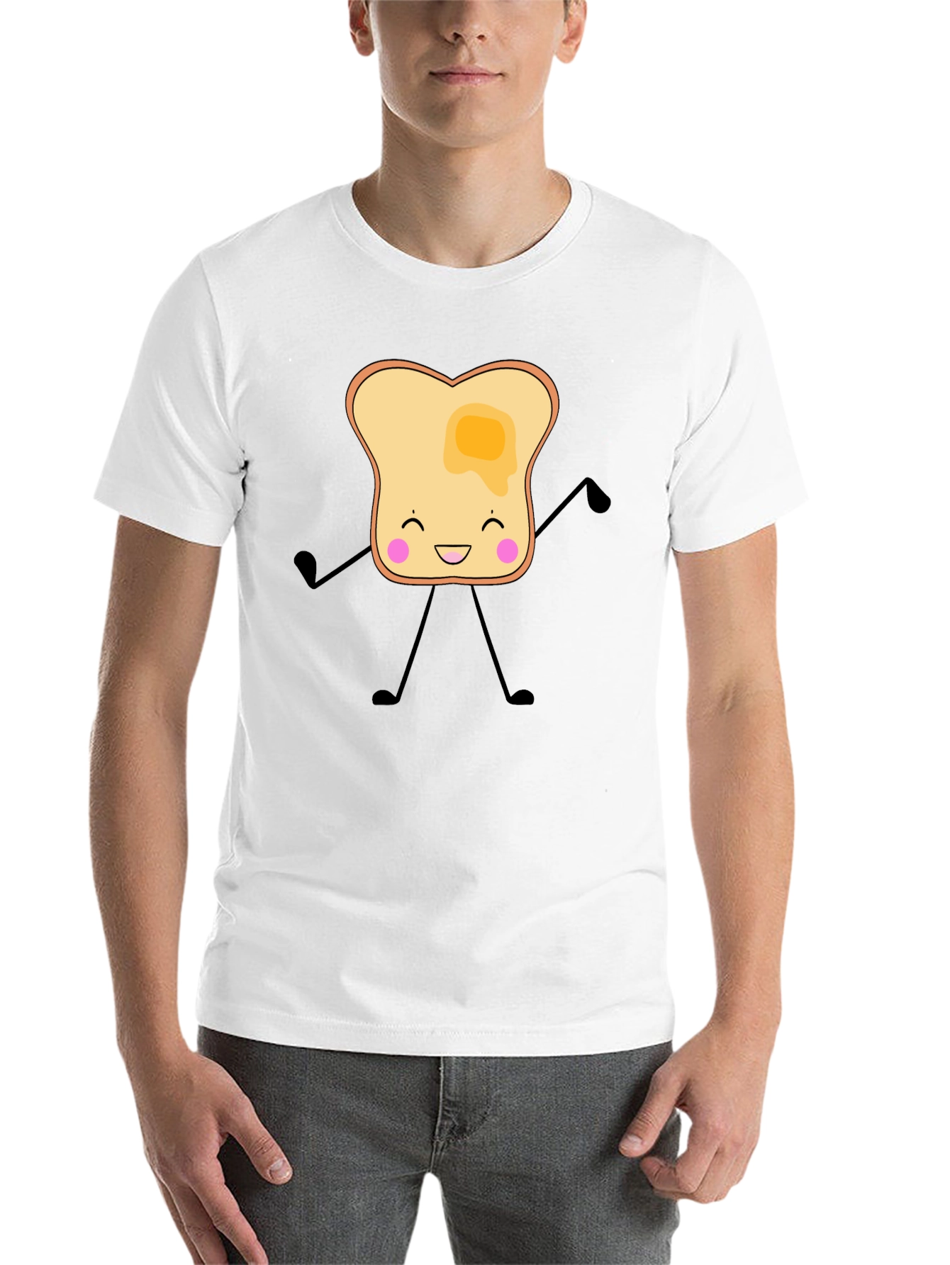 Black Toast Cartoon Graphic T-Shirt view 14