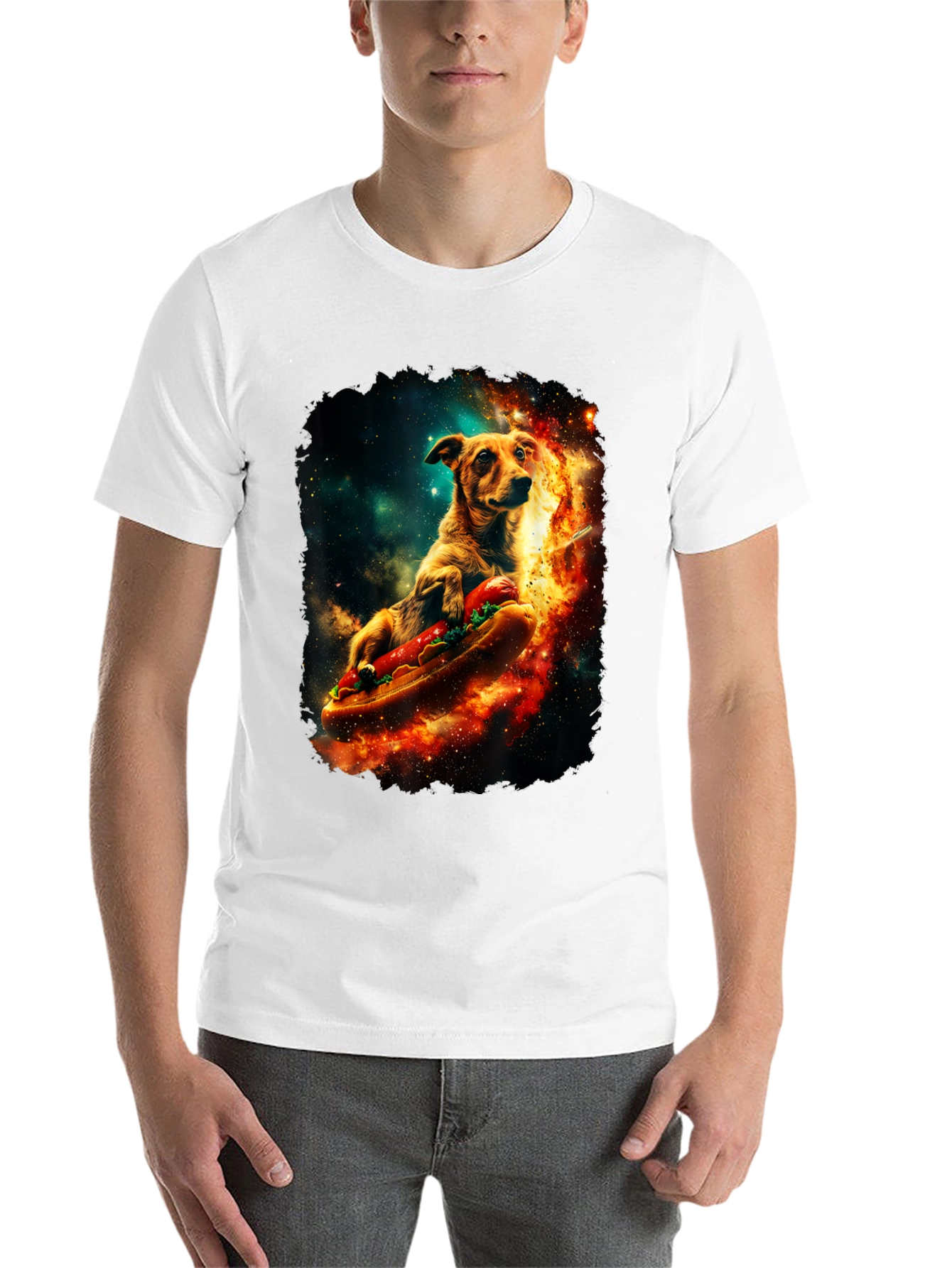 Black Cosmic Hot Dog Dog T-Shirt view 14