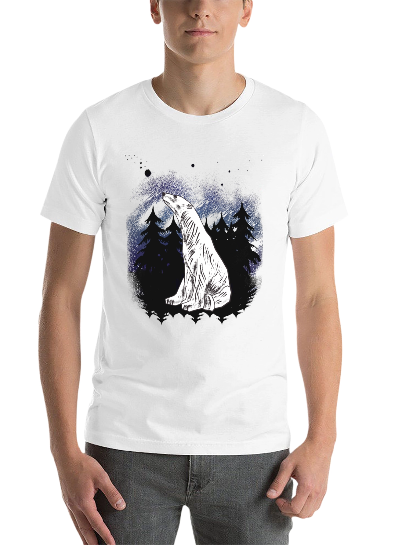 Black Polar Bear Graphic Tee - Black Cotton Blend view 14