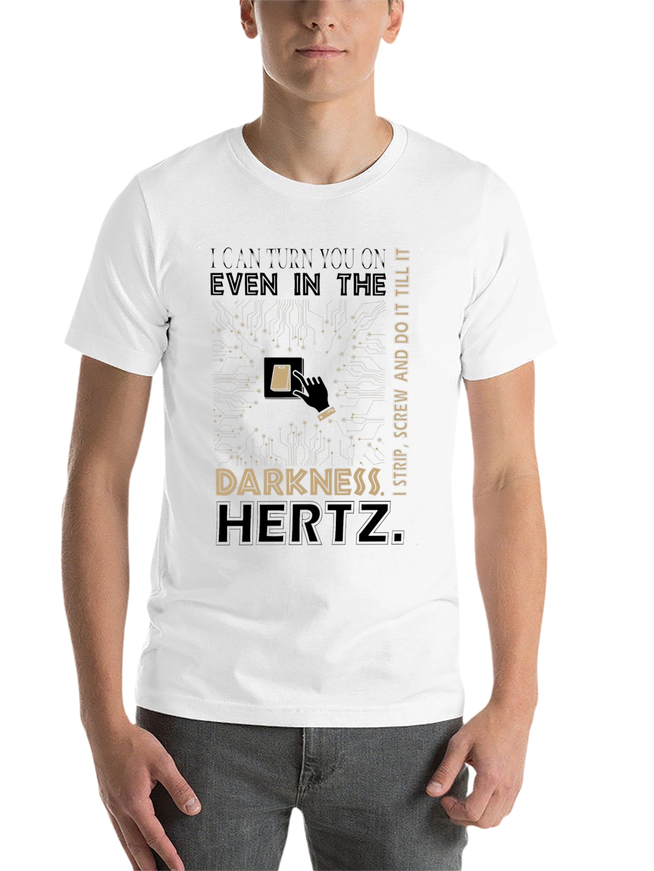 Black I Can Turn You On Funny Electrical T-Shirt view 14