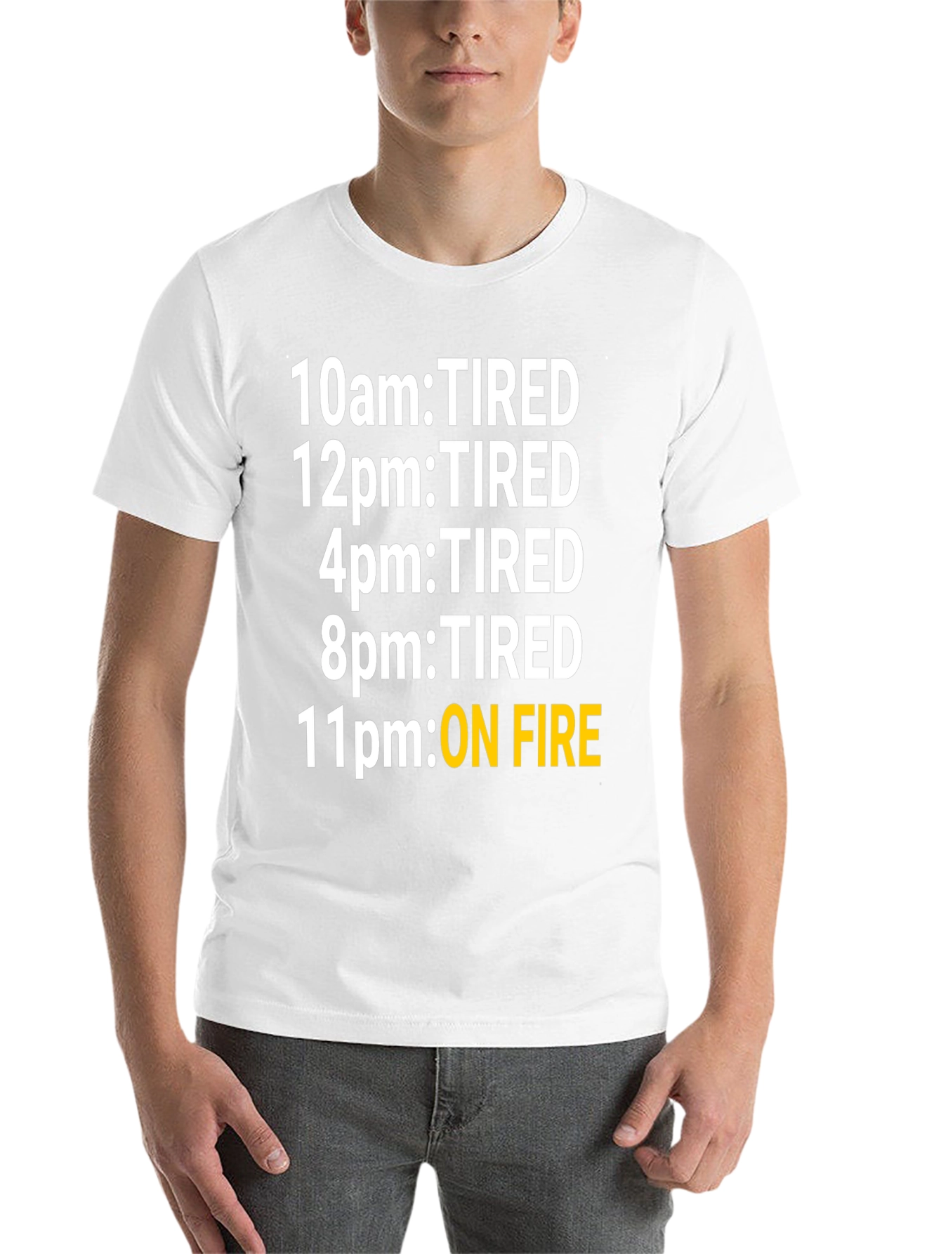 Black Funny Tired Schedule Black T-Shirt view 14