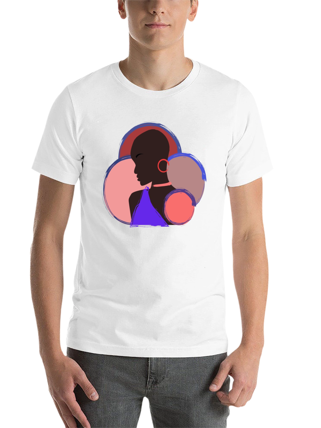 Black Abstract Woman Portrait Graphic T-Shirt view 14