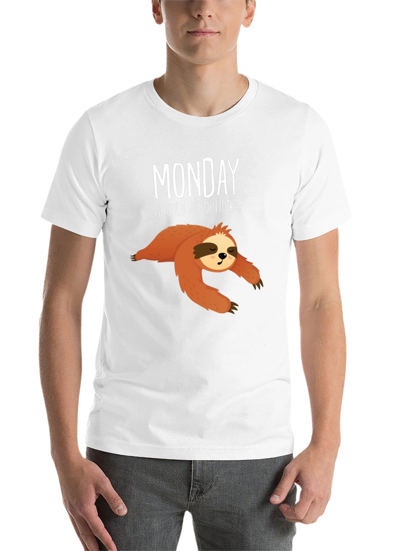 Black Funny Sloth Monday T-Shirt view 14