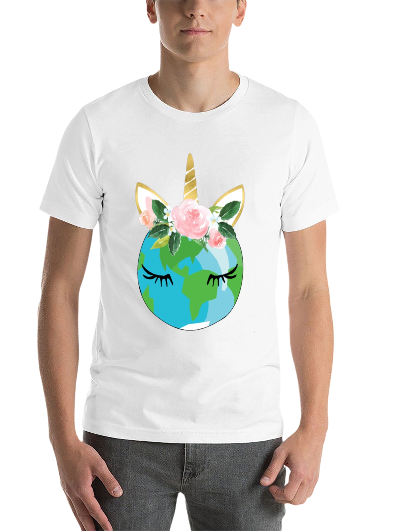 Earth Unicorn Graphic Tee - Black Unisex T-Shirt - 14