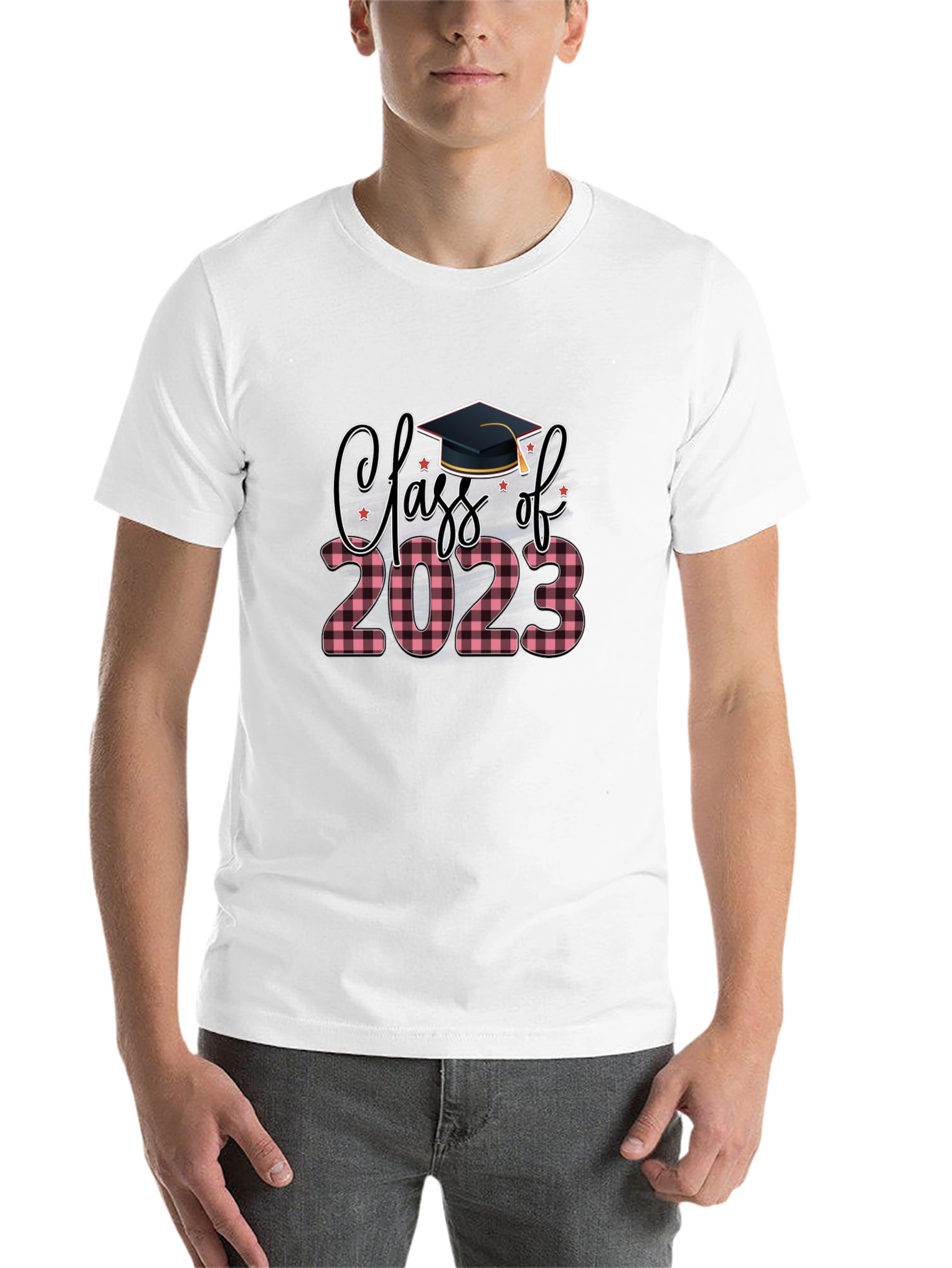 Black Class of 2023 Plaid Graduation T-Shirt view 14