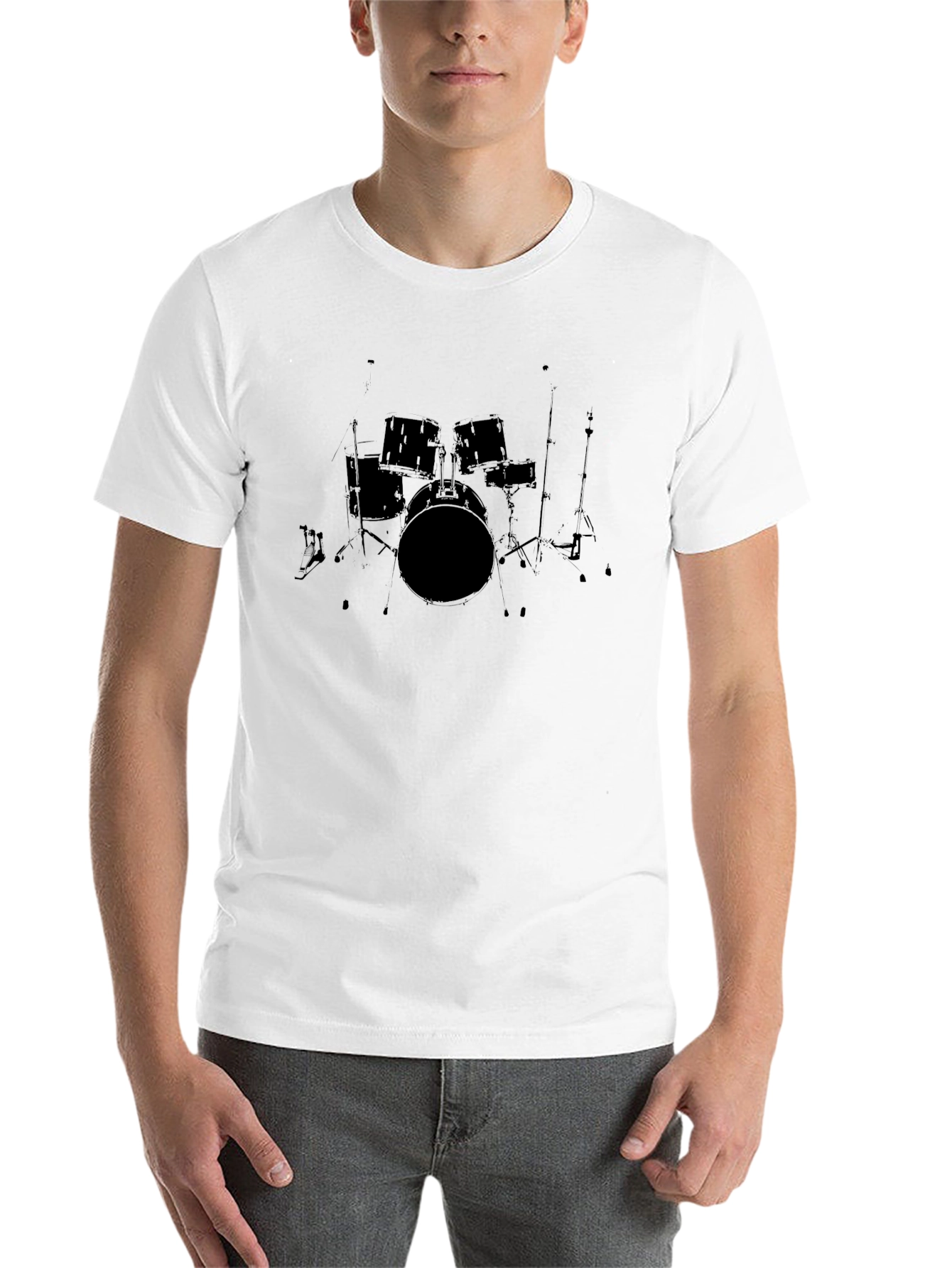 Black Black Drum Set Graphic Tee - Music Lover's T-Shirt view 14