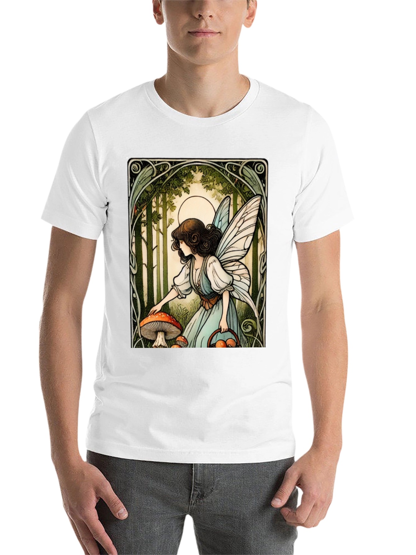 Black Fairycore Mushroom Forager T-Shirt view 14