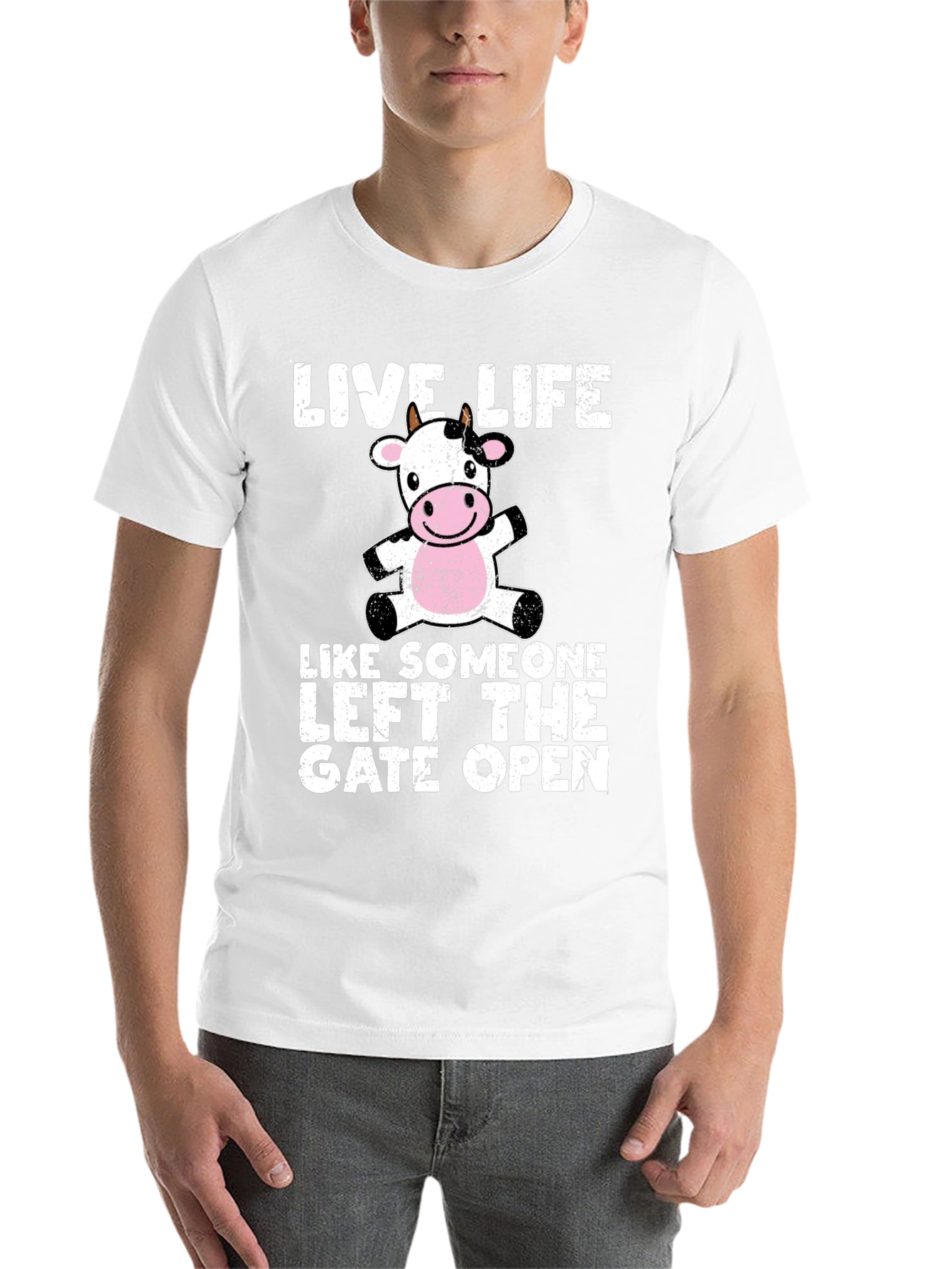 Black Live Life Cow Graphic T-Shirt view 14