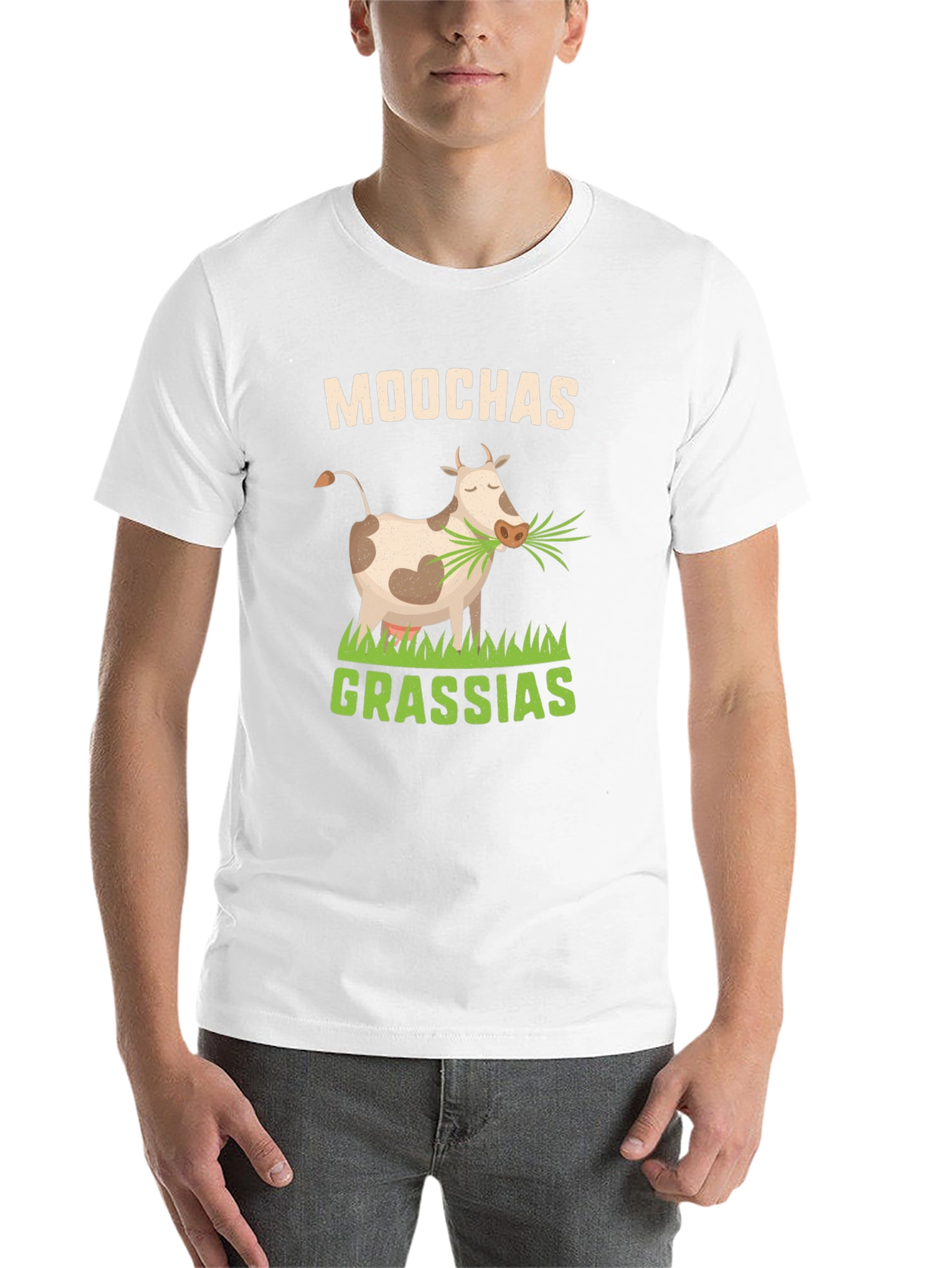 Black Moochas Grassias Cow Graphic T-Shirt view 14