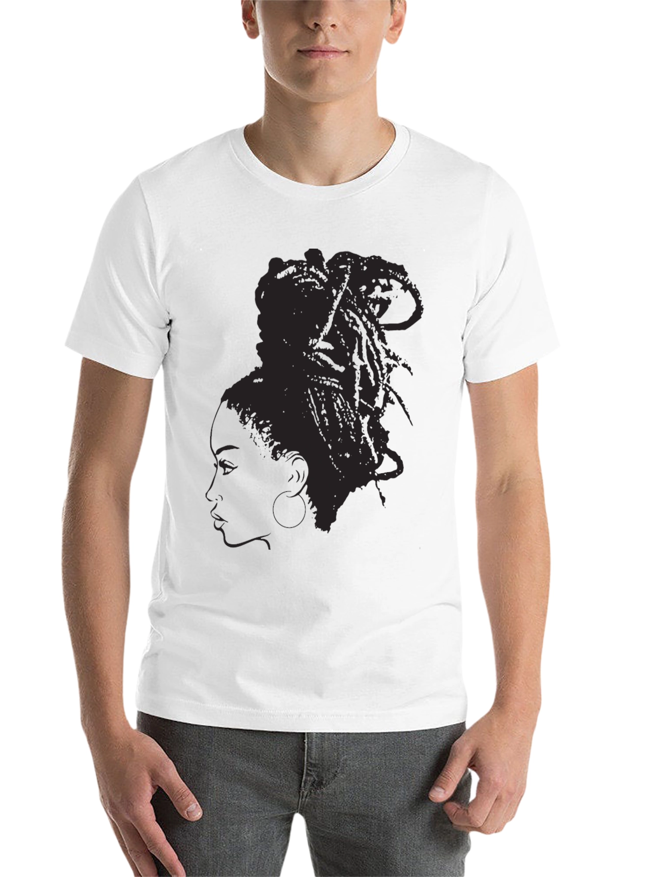 Black Silhouette Dreadlocks T-Shirt - Stylish Black Tee view 14