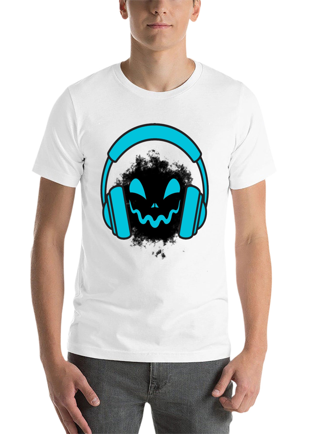 Black DJ Headphone Halloween Black T-Shirt view 14